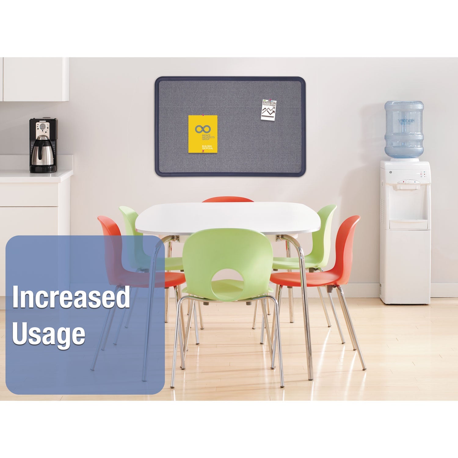 Quartet® Contour Fabric Bulletin Board, 48" x 36", Light Blue Surface, Navy Blue Plastic Frame