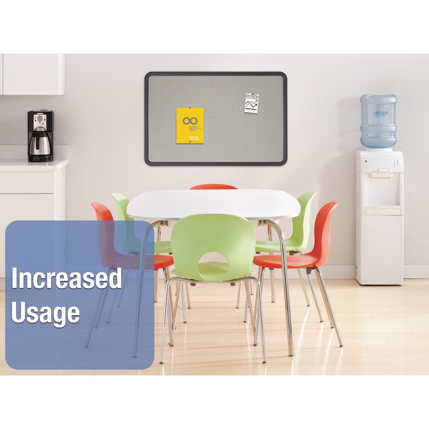 Quartet® Contour Fabric Bulletin Board, 48" x 36", Gray Surface, Black Plastic Frame