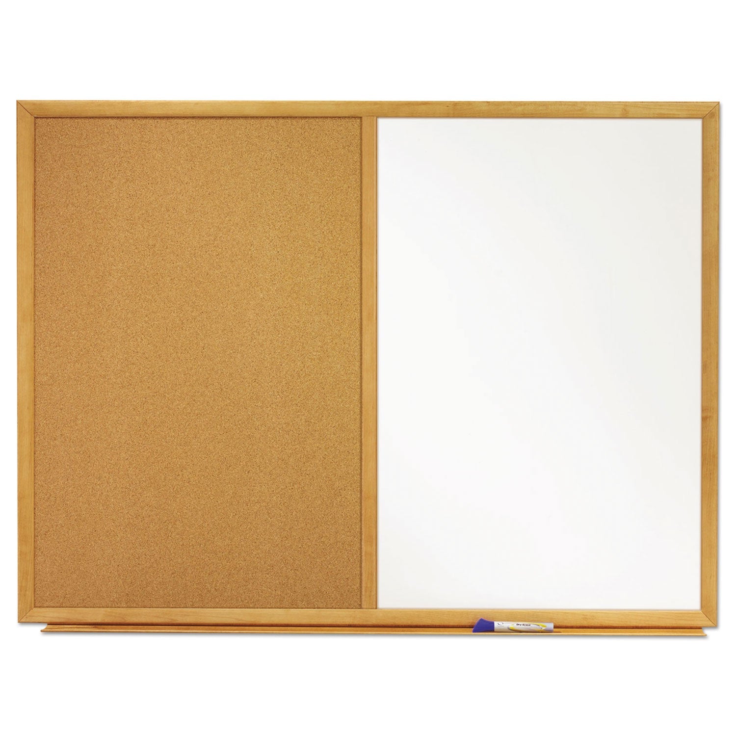 Quartet® Combination Board, 48" x 36", Brown/White Surface, Oak Finished Fiberboard (MDF) Frame