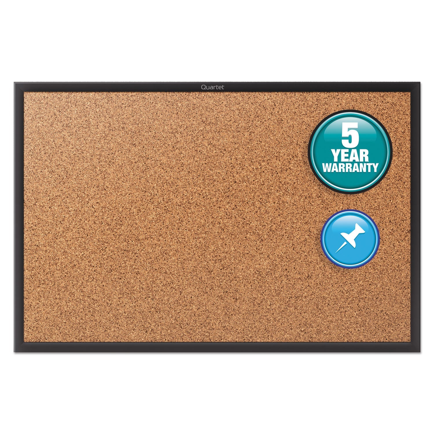 Quartet® Classic Series Cork Bulletin Board, 48" x 36", Tan Surface, Black Aluminum Frame
