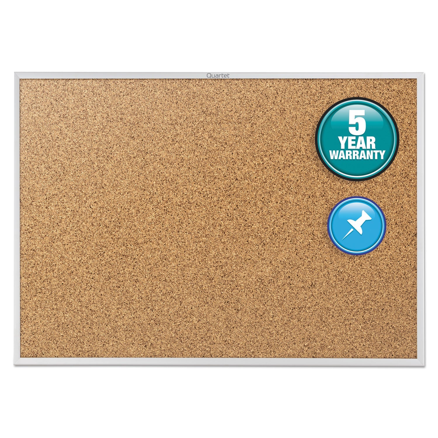 Quartet® Classic Series Cork Bulletin Board, 60" x 36", Tan Surface, Anodized Aluminum Frame