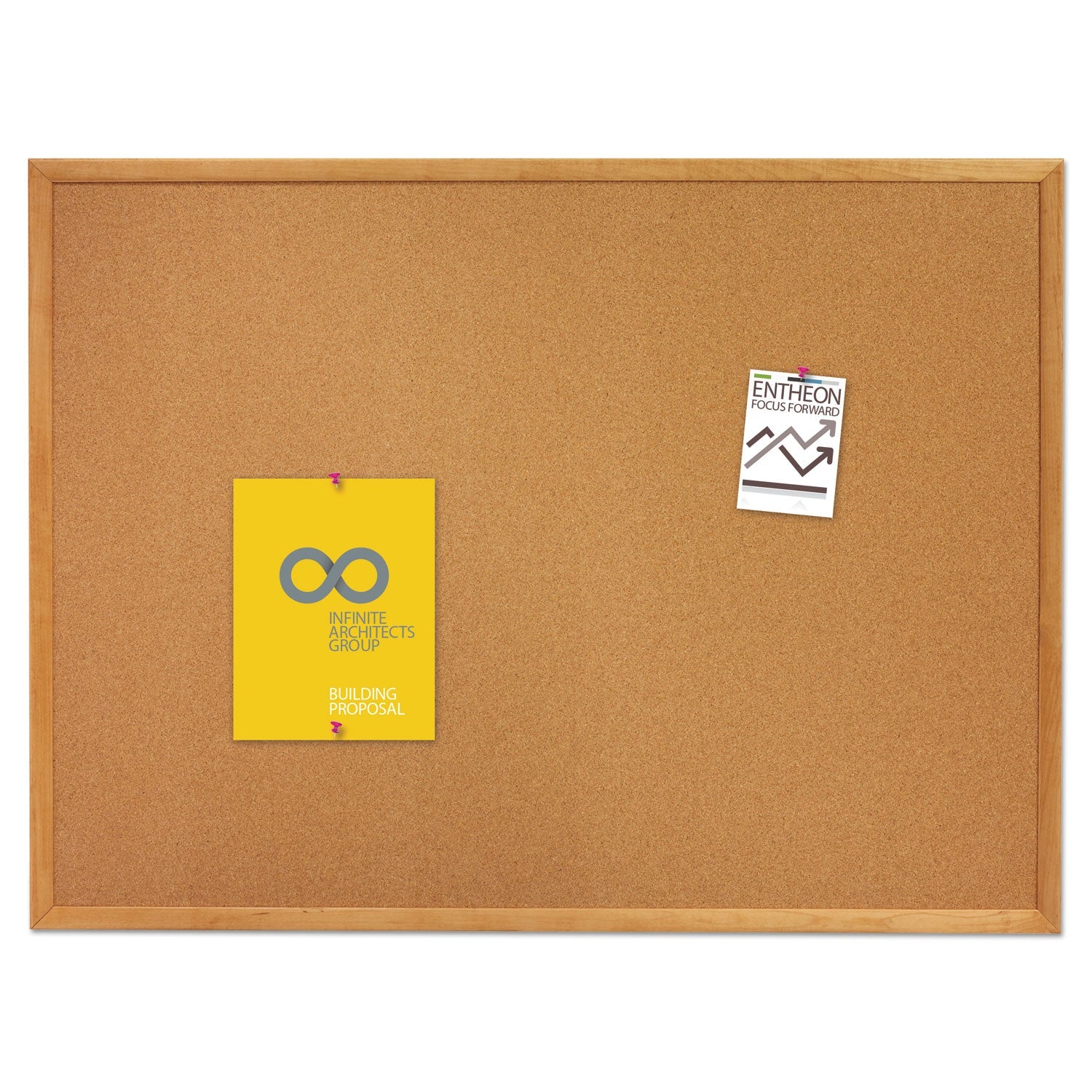 Quartet® Classic Series Cork Bulletin Board, 36" x 24", Tan Surface, Oak Finished Fiberboard (MDF) Frame