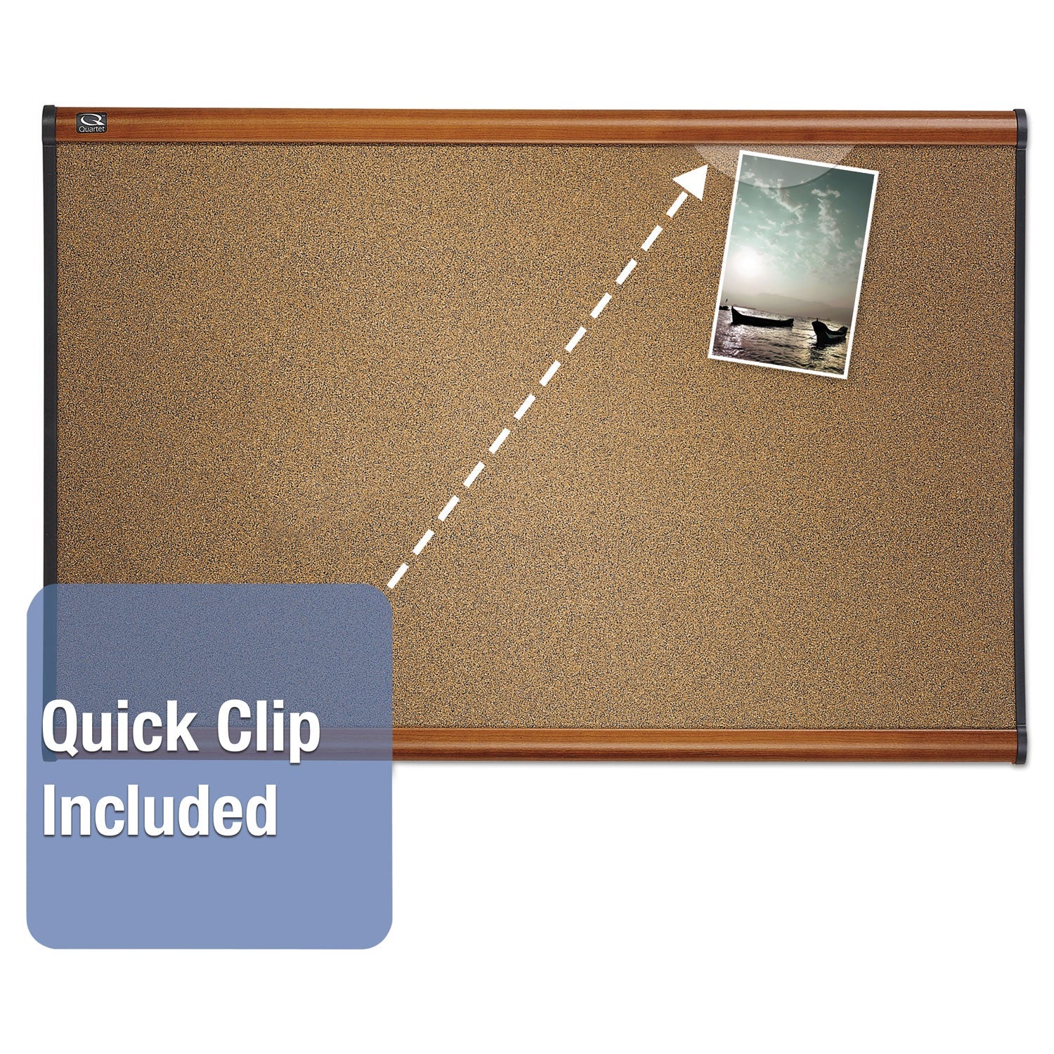 Quartet® Prestige Colored Cork Bulletin Board, 36" x 24", Brown Surface, Light Cherry Finished Fiberboard/Plastic Frame