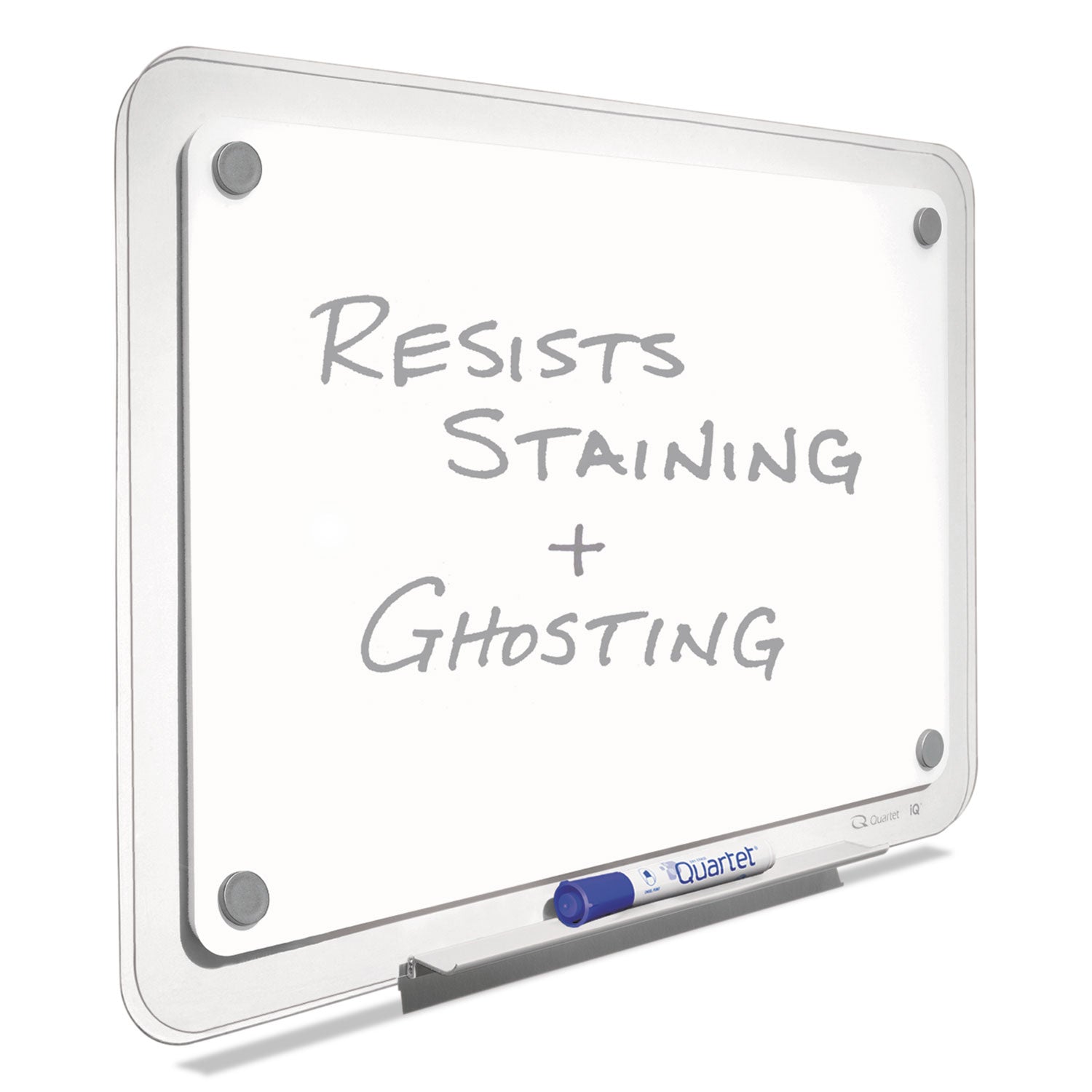 Quartet® iQ Total Erase Translucent-Edge Board, 11" x 7", White Surface, Clear Plastic Frame