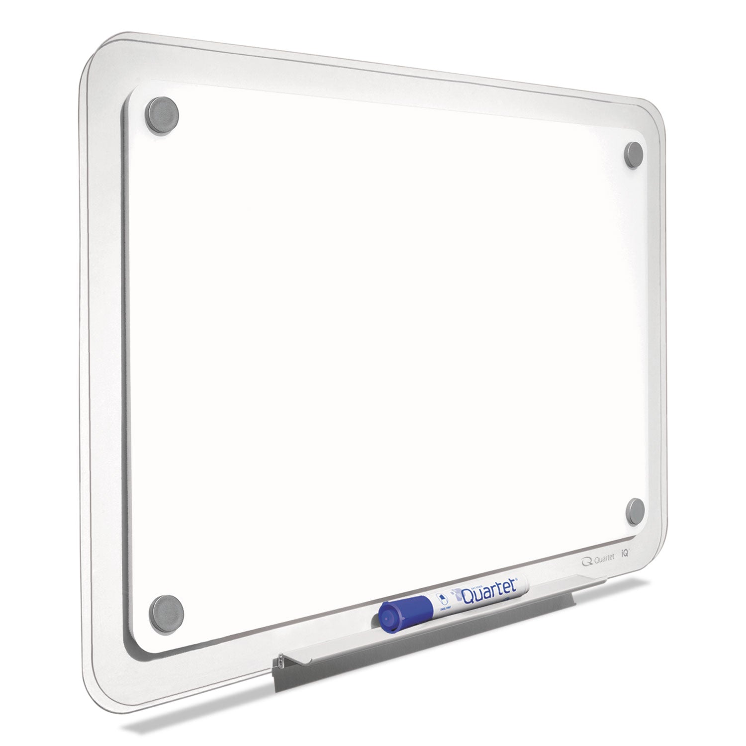 Quartet® iQ Total Erase Translucent-Edge Board, 11" x 7", White Surface, Clear Plastic Frame