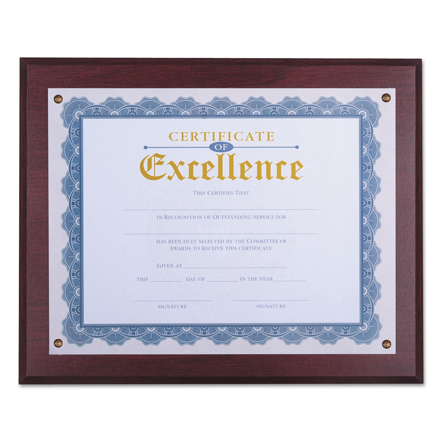 Universal® Award Plaque, 13.3 X 11, Mahogany With Mahogany Border