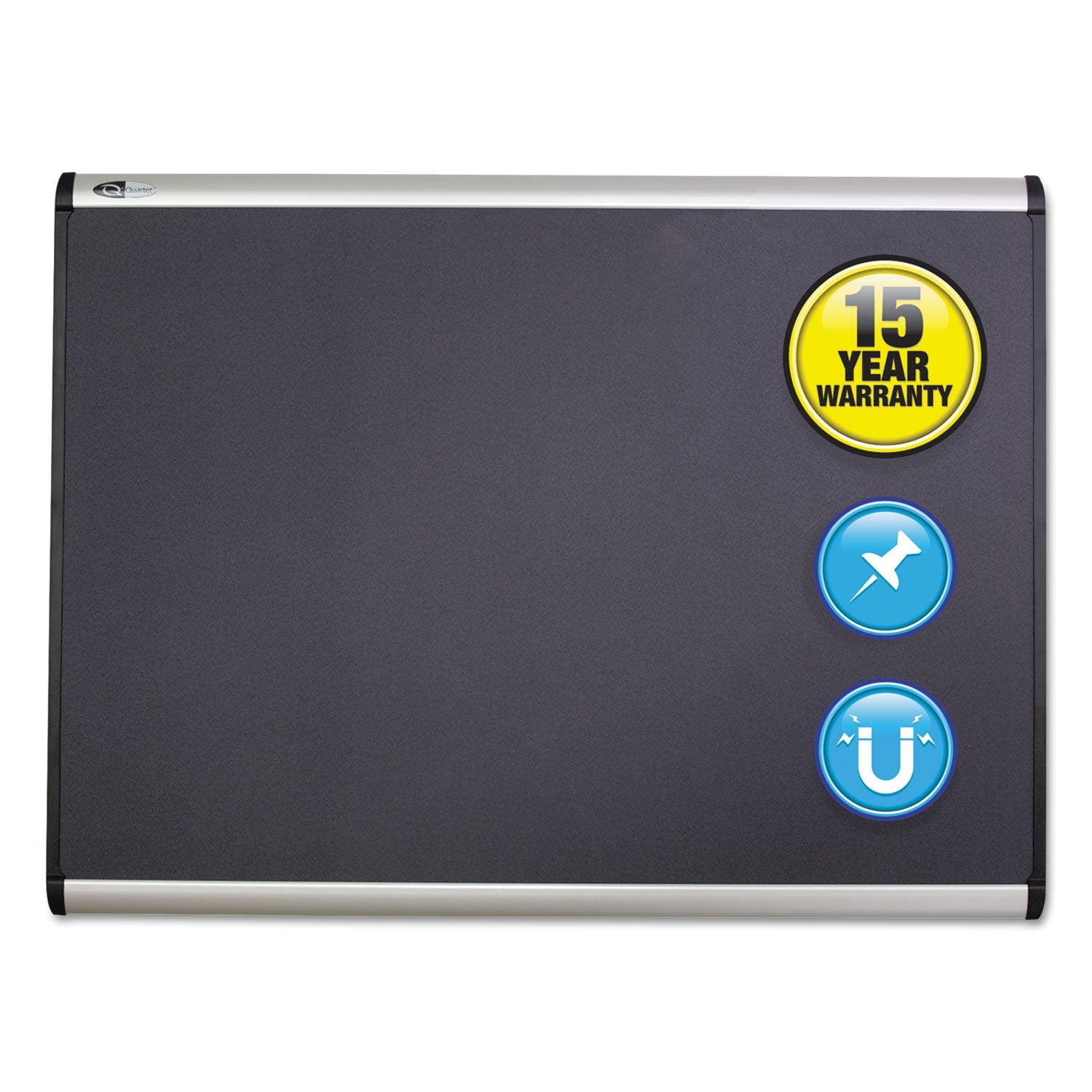 Quartet® Prestige Plus Magnetic Fabric Bulletin Boards, 72" x 48", Gray Surface, Satin Aluminum Frame