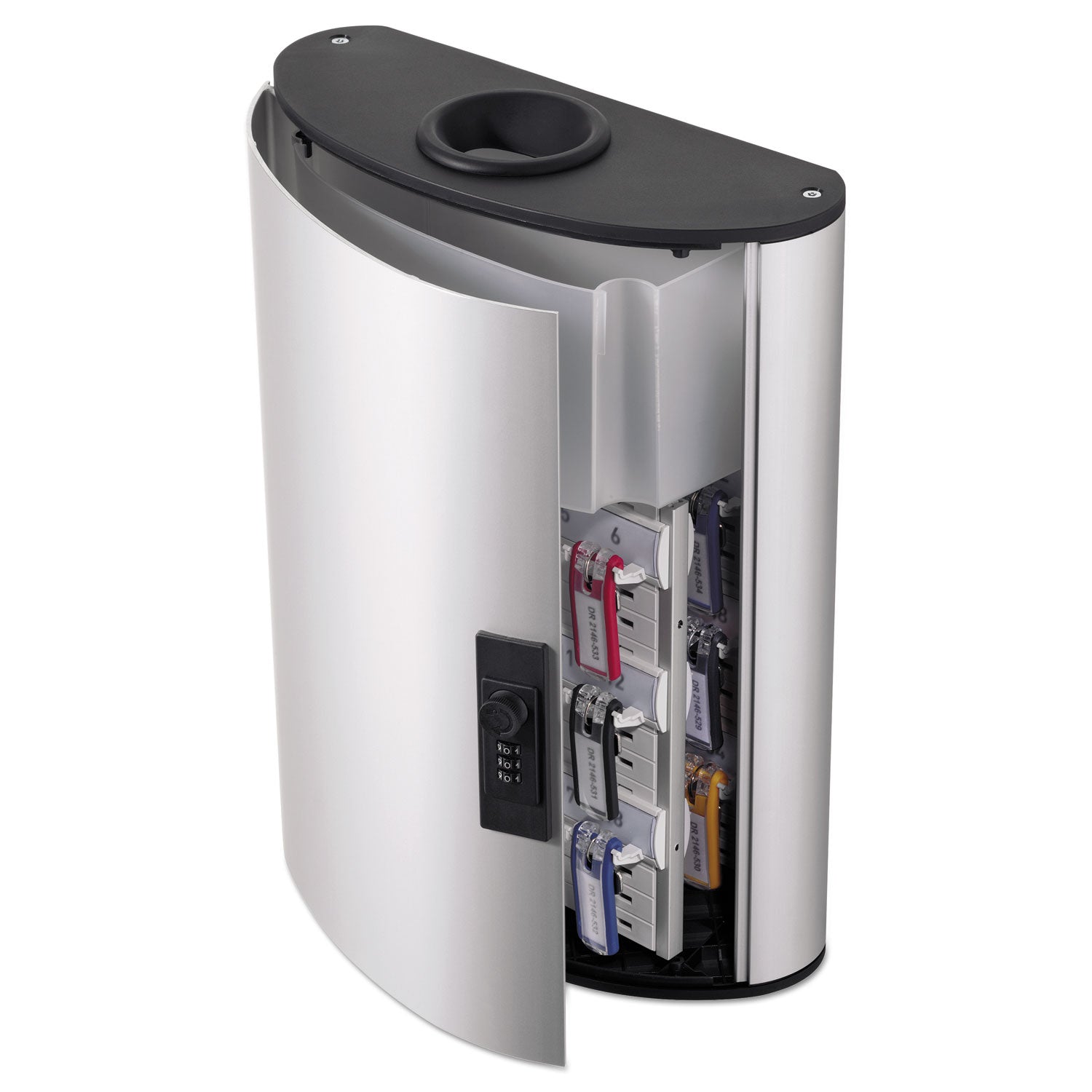 Durable® Key Box Plus, 54-Key, Brushed Aluminum, Silver, 11.75 x 4.63 x 15.75