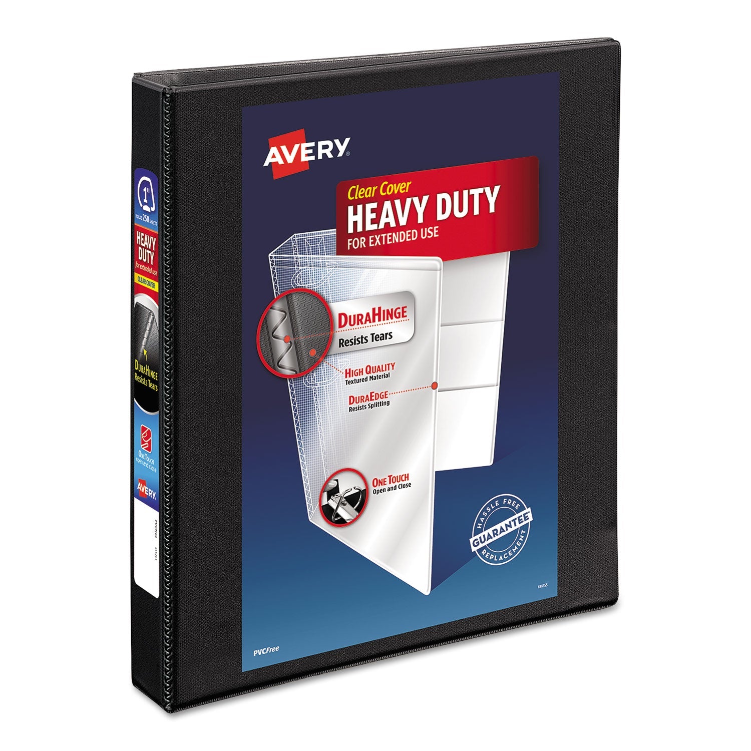 Avery® Heavy-Duty Non Stick View Binder With Durahinge And Slant Rings, 3 Rings, 1" Capacity, 11 X 8.5, Black, (5300) - Bloom Skins