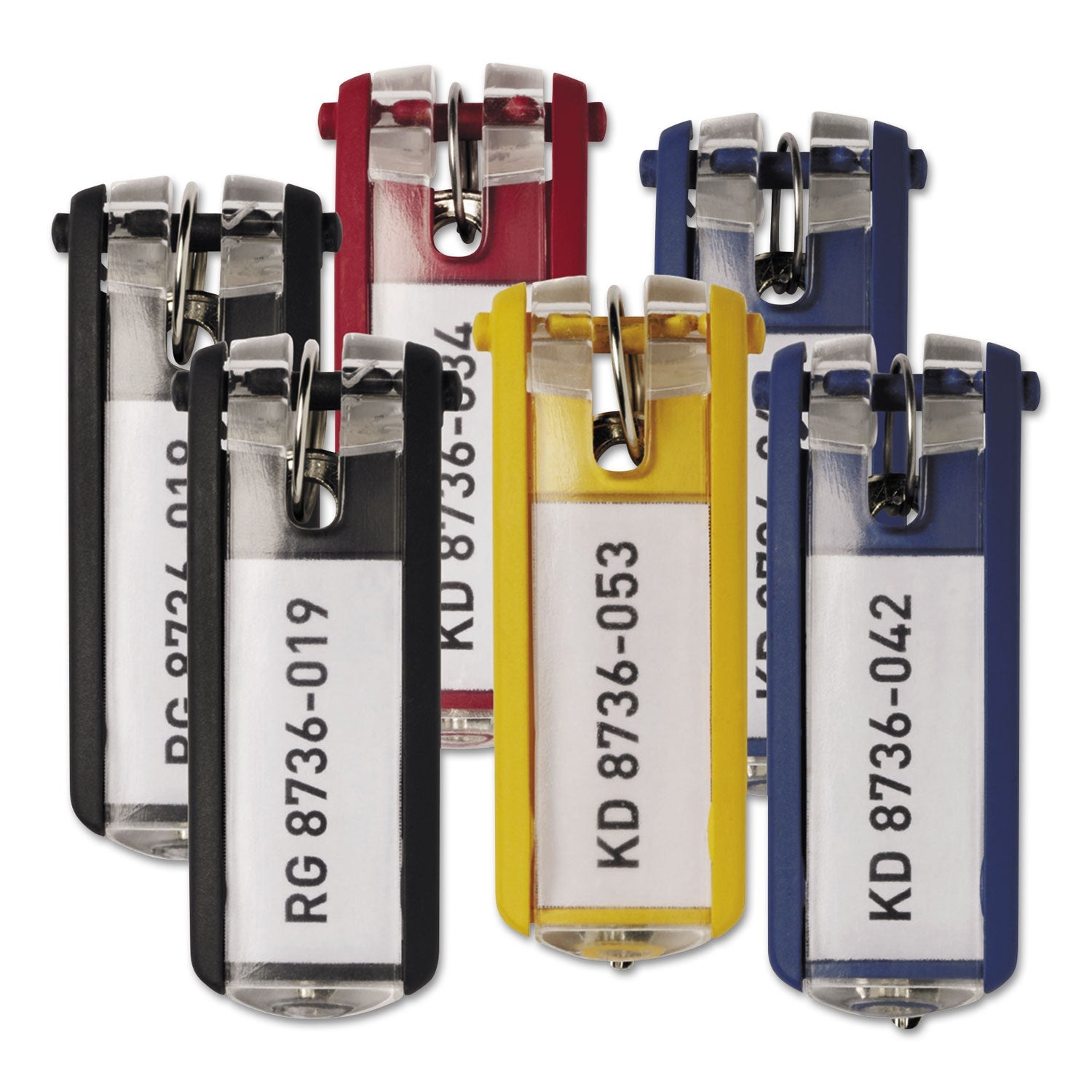 Durable® Key Tags for Locking Key Cabinets, Plastic, 1.13 x 2.75, Assorted, 24/Pack