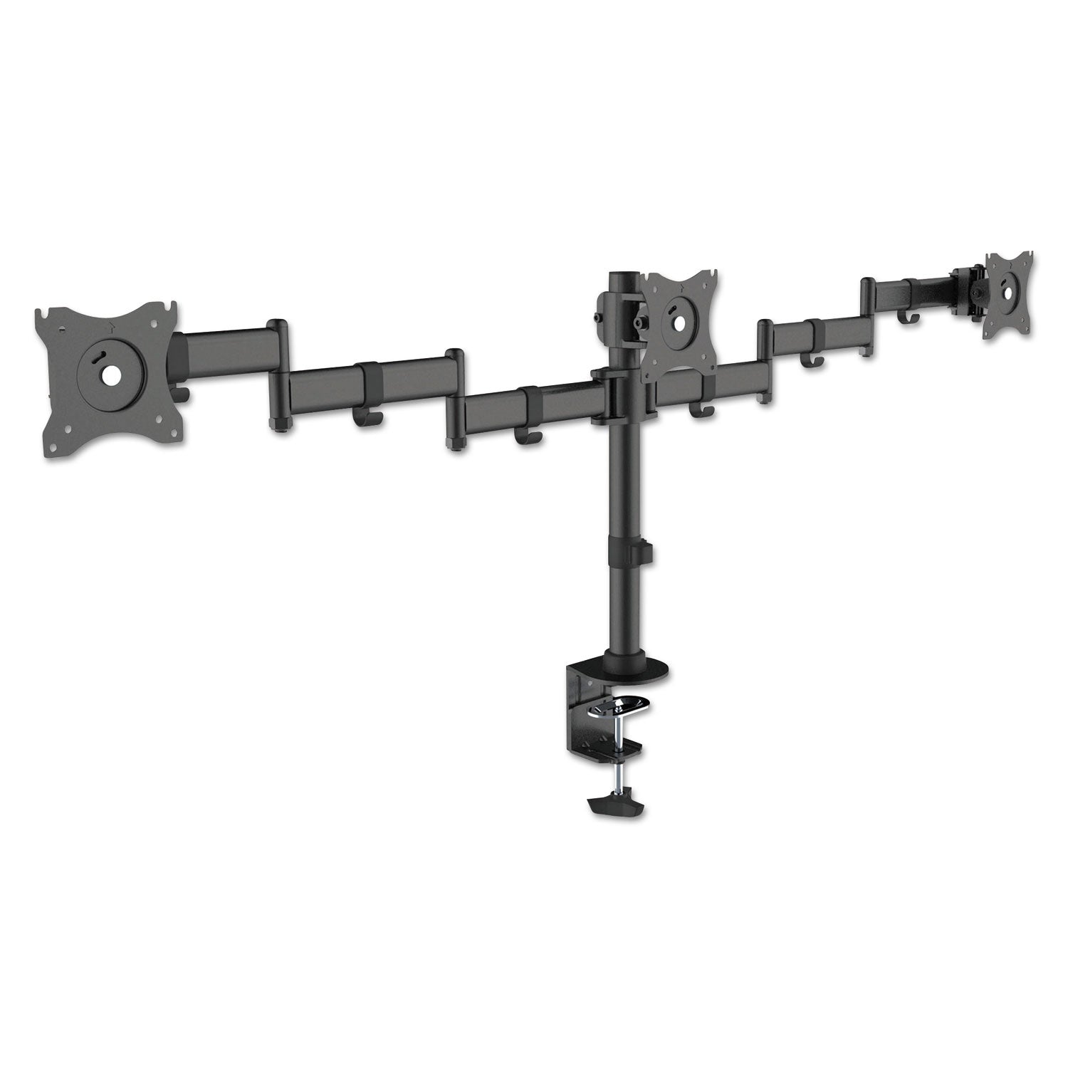 Kantek Articulating Triple Monitor Arms, For 13" To 27" Monitors, 360 Deg Rotation, 45 Deg Tilt, 180 Deg Pan, Black, Supports 18 Lb