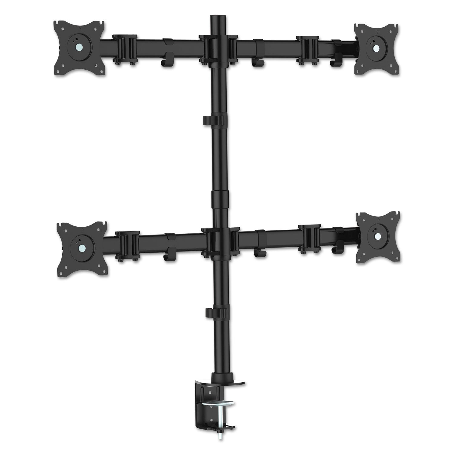 Kantek Articulating Quad Monitor Arms, For 13" To 27" Monitors, 360 Deg Rotation, 45 Deg Tilt, 180 Deg Pan, Black, Supports 18 Lb