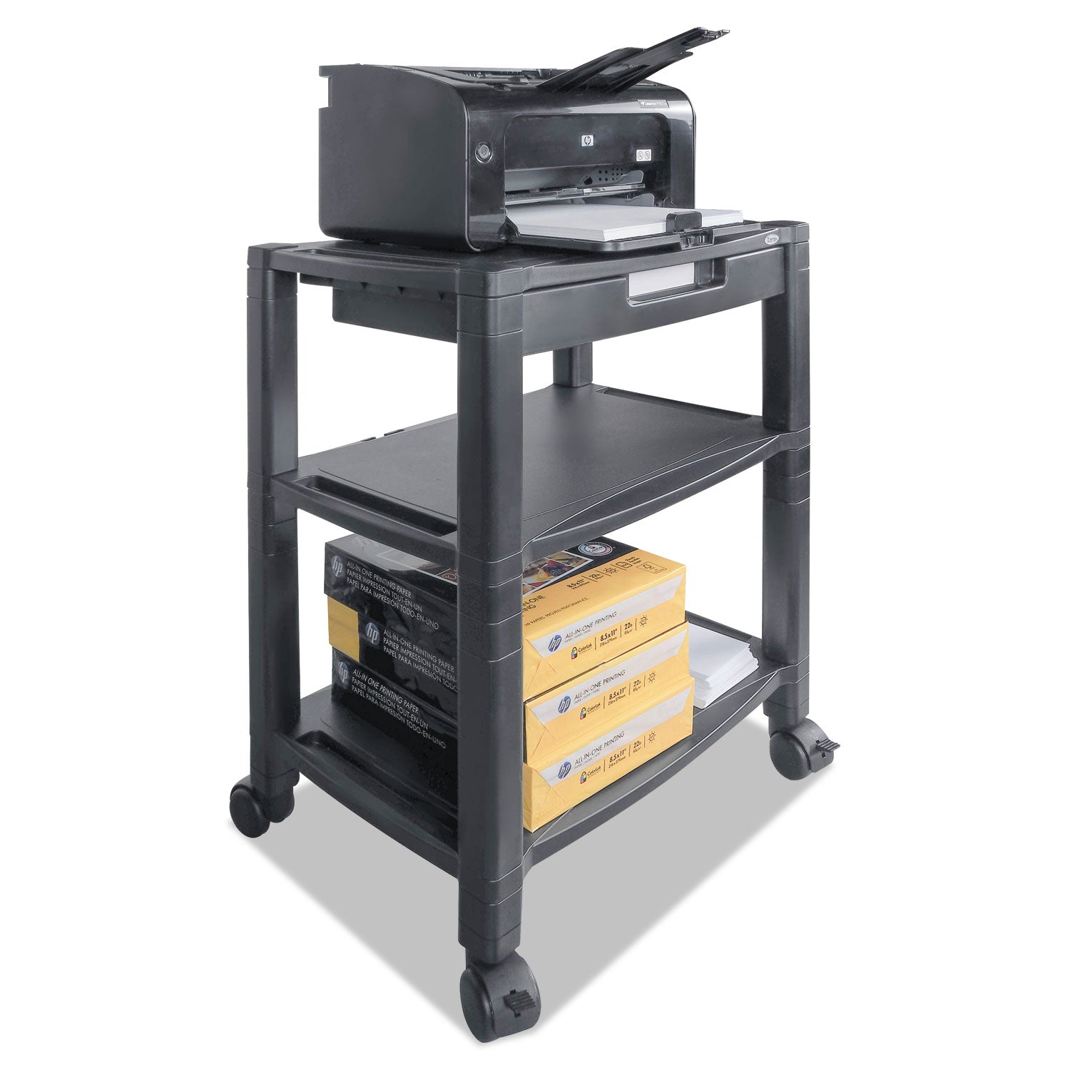 Height-Adjustable Printer Cart | 3-Shelves