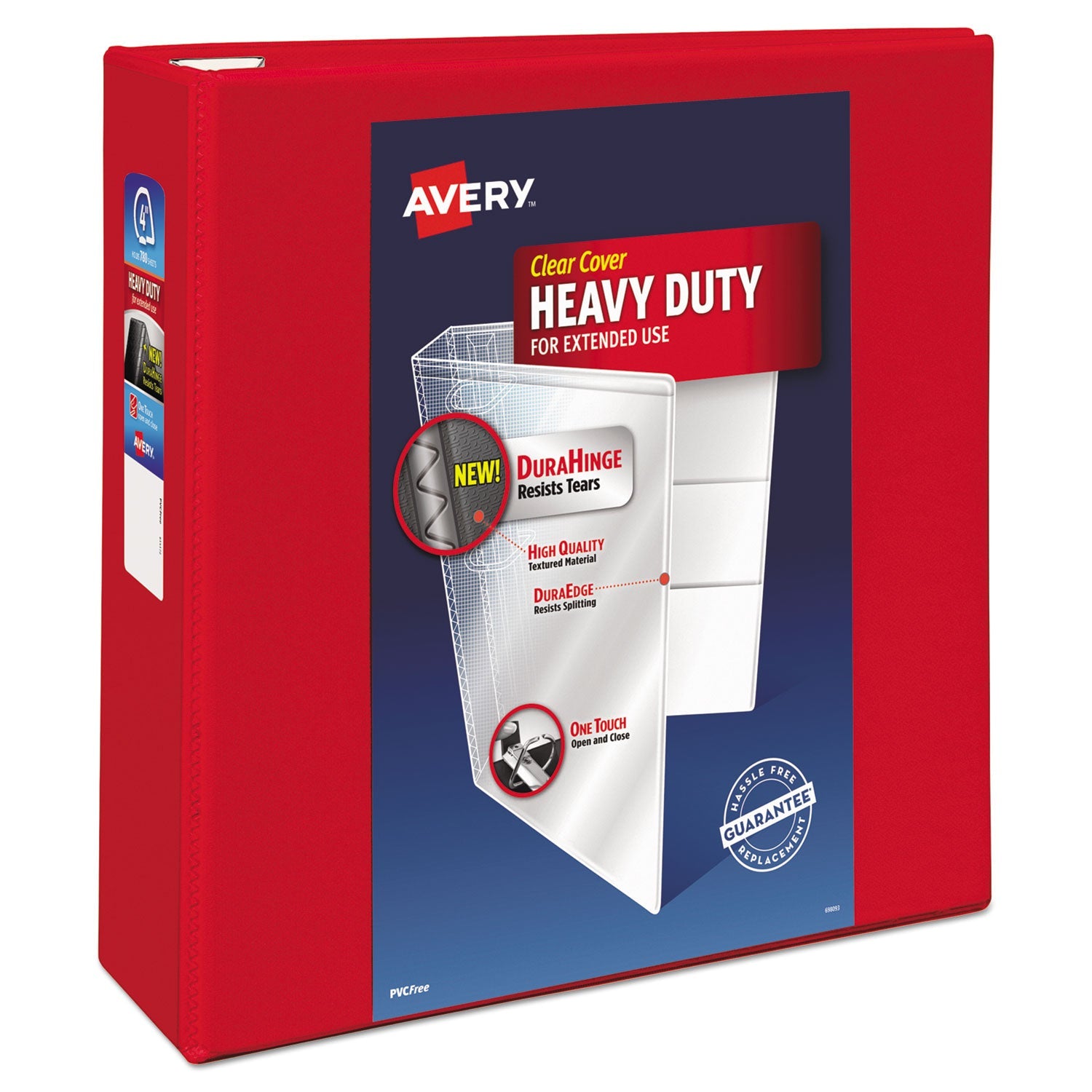 Heavy-Duty View Binder | 4" EZD Rings, Red