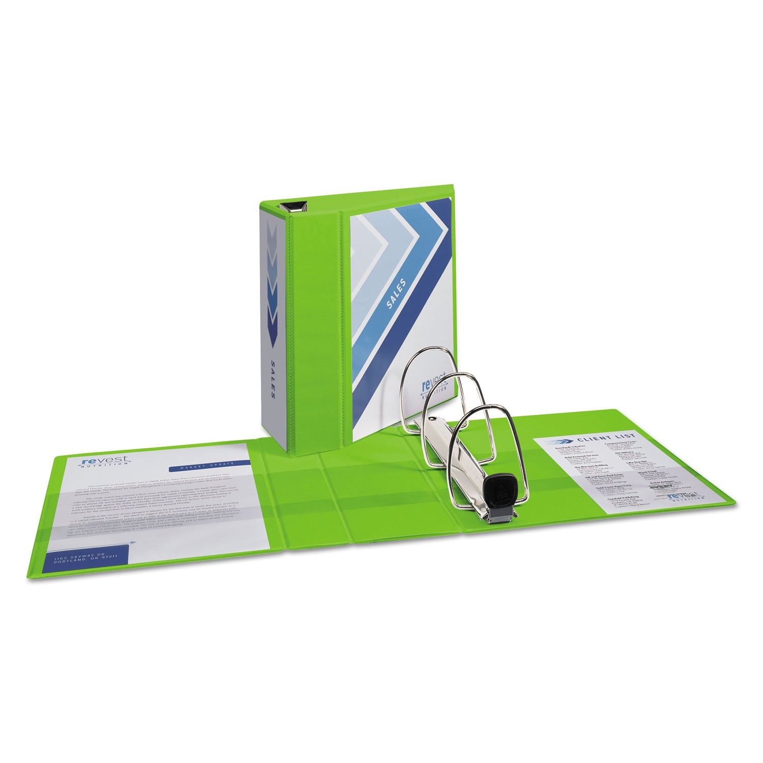 Avery® Heavy-Duty View Binder With Durahinge And Locking One Touch Ezd Rings, 3 Rings, 5" Capacity, 11 X 8.5, Chartreuse
