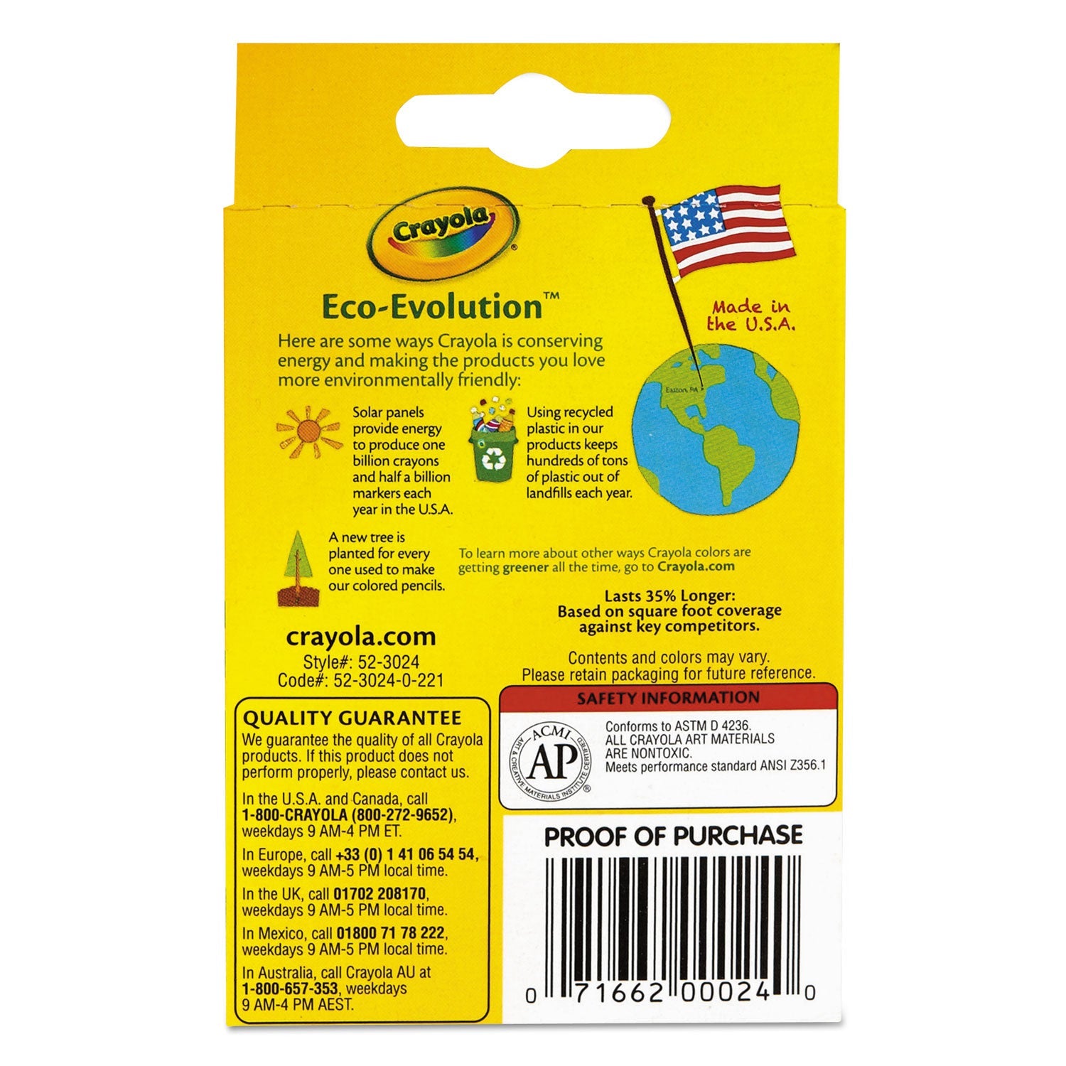 Crayola® Classic Color Crayons, Peggable Retail Pack, 24 Colors/pack