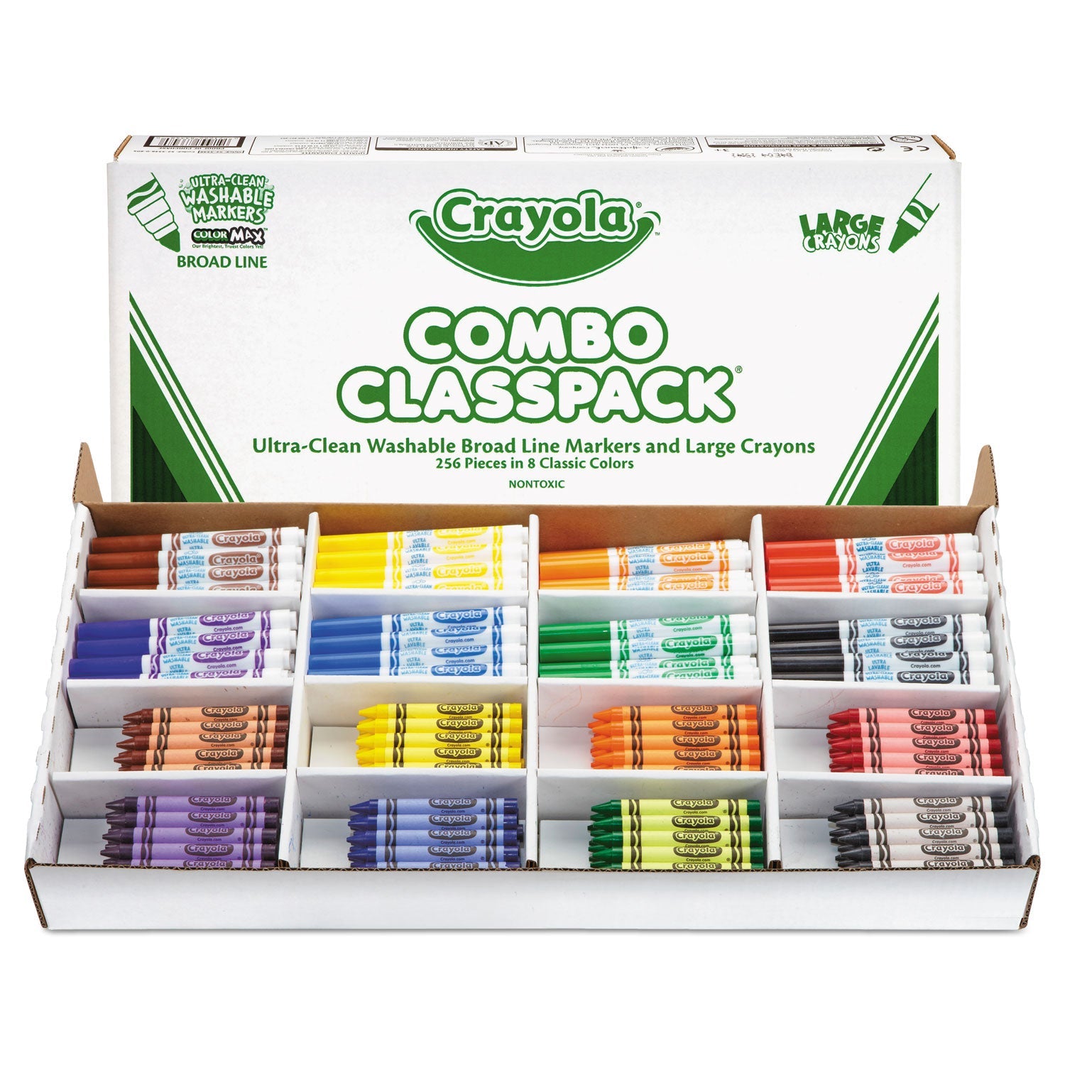 Crayola® Crayon And Ultra-Clean Washable Marker Classpack, 8 Colors, 128 Each Crayons/markers, 256/box