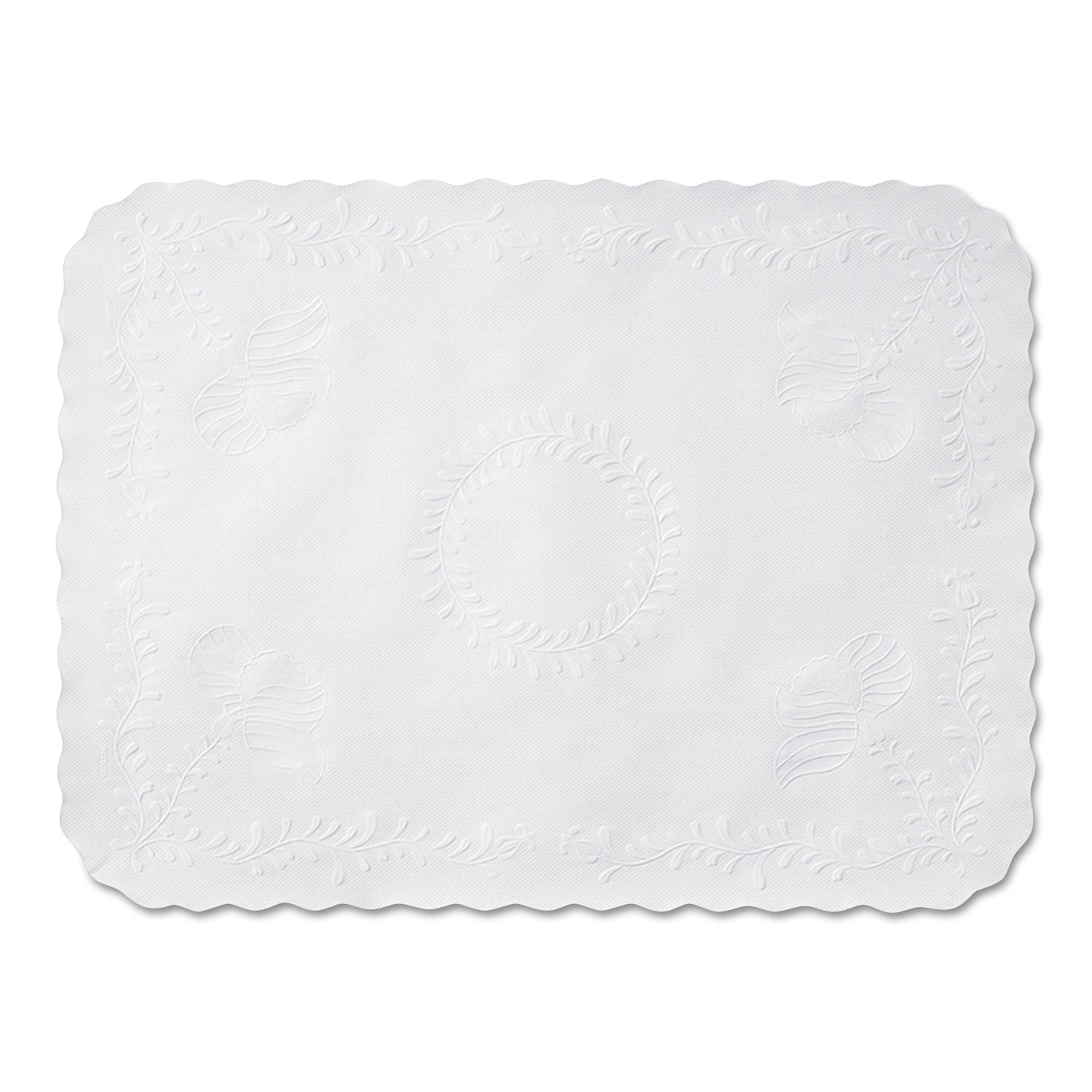 Scalloped Edge Tray Mat | 14"x19" White, 1000-ct