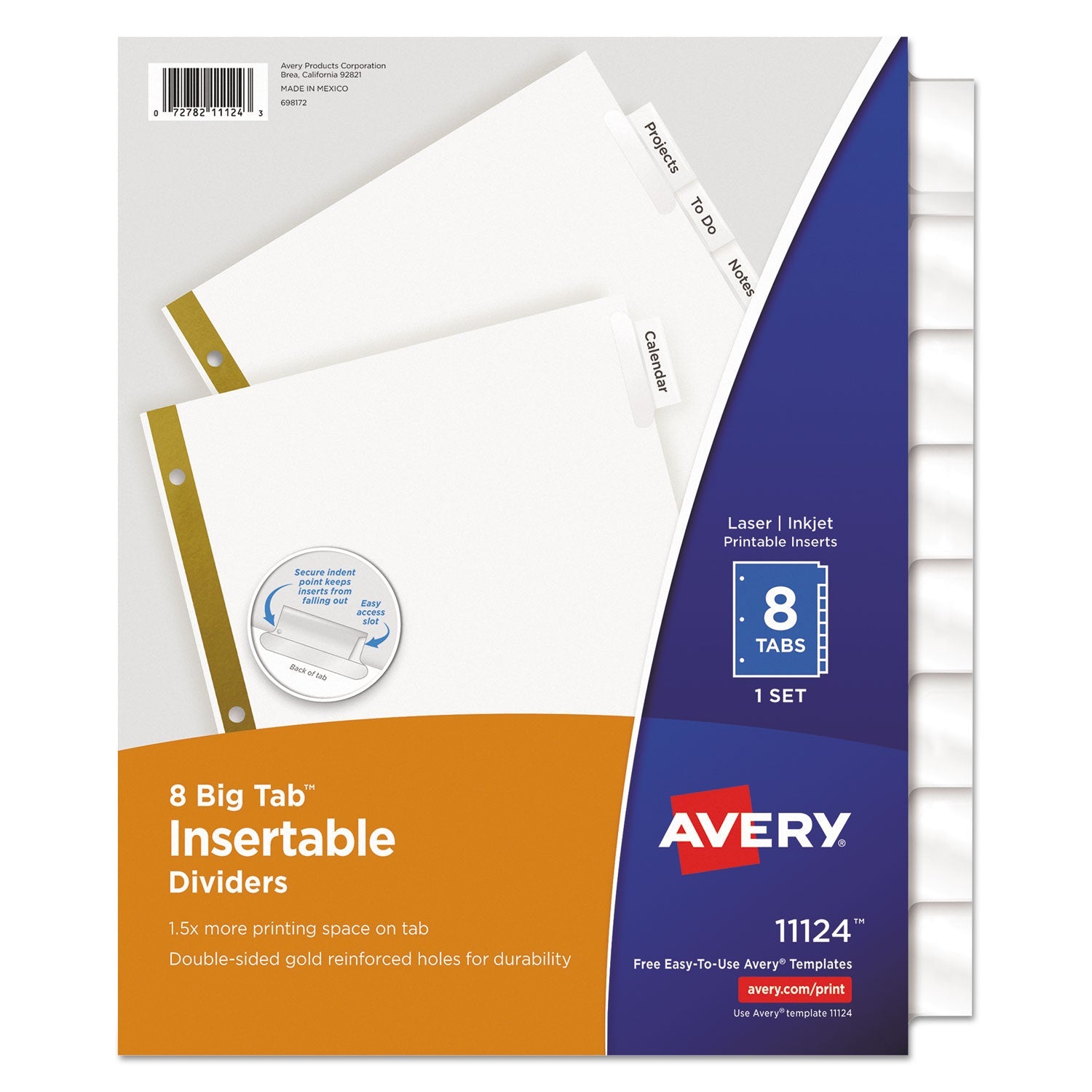 Insertable Big Tab Dividers | 8-Tab | White