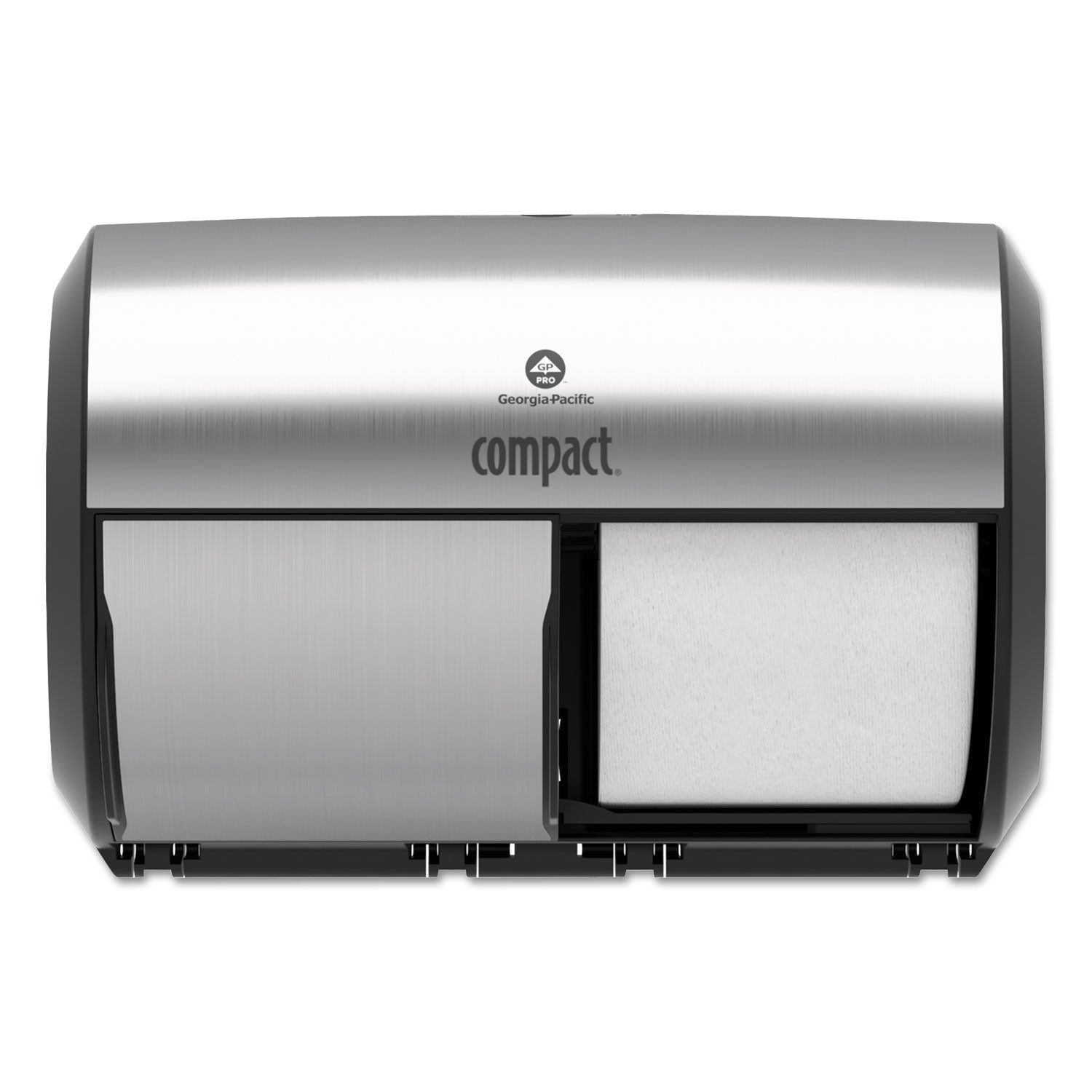 Georgia Pacific® Professional Compact Coreless Side-by-Side 2-Roll Dispenser, 11 x 7.38 x 7.38, Stainless Steel