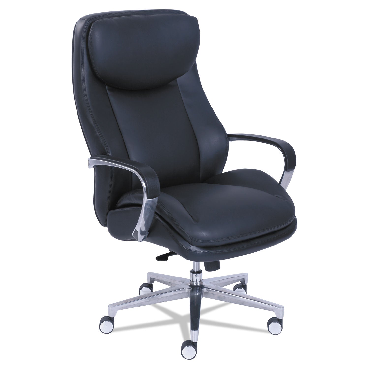 La-Z-Boy® Commercial 2000 Big/tall Executive Chair, Supports Up To 400 Lb, 20.5" To 23.5" Seat Height, Black Seat/back, Silver Base
