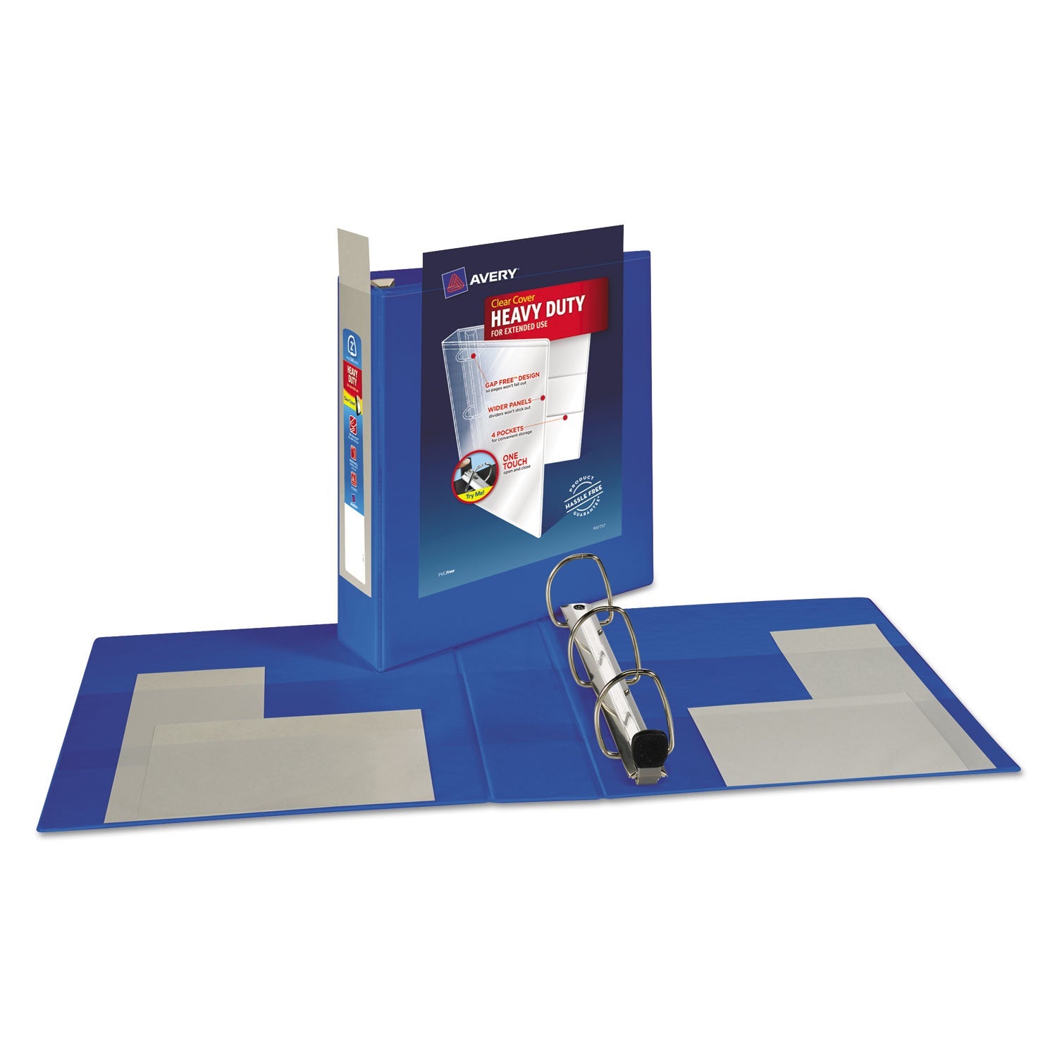 Avery® Heavy-Duty View Binder With Durahinge And One Touch Ezd Rings, 3 Rings, 2" Capacity, 11 X 8.5, Pacific Blue