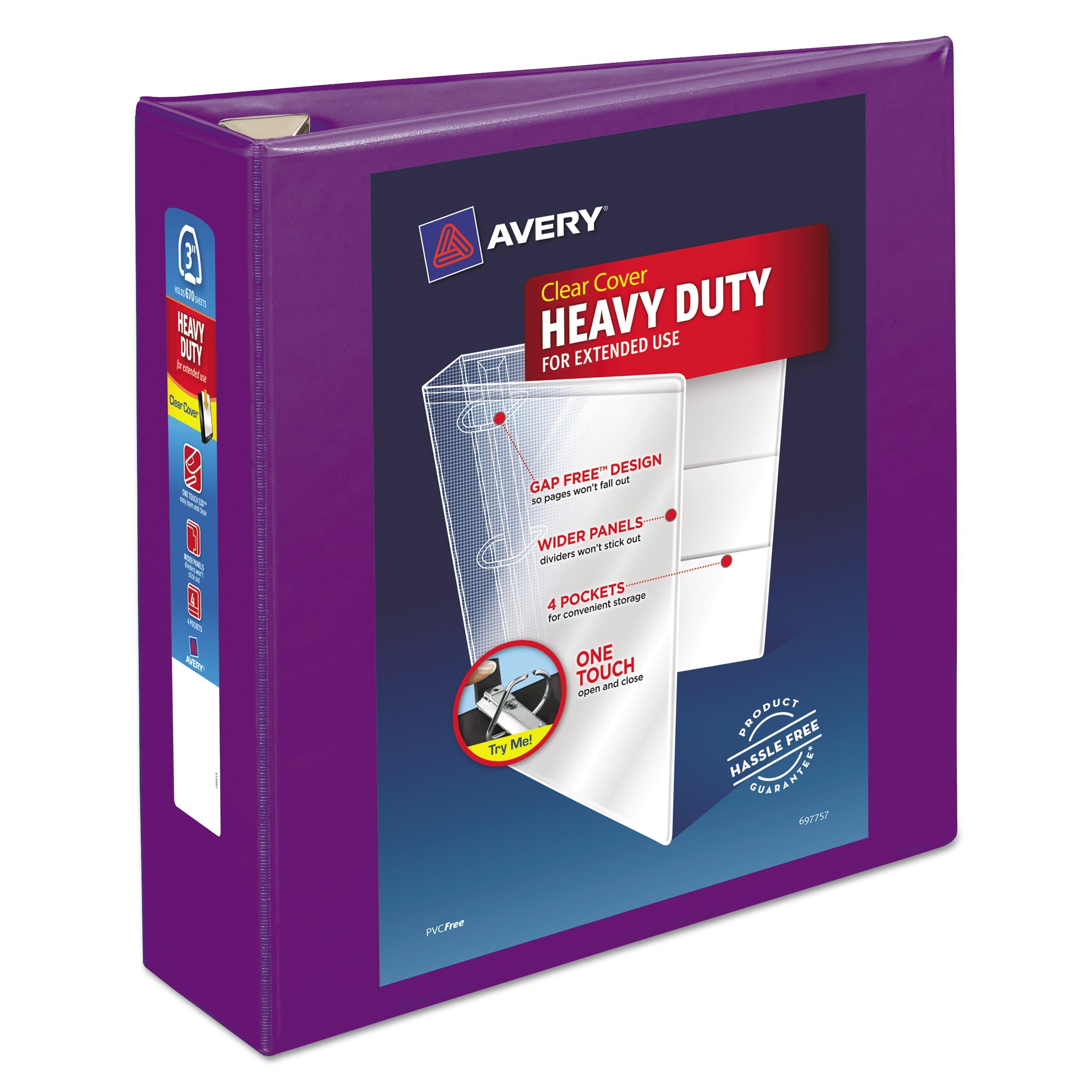 Heavy-Duty View Binder | 3" EZD Rings, Purple