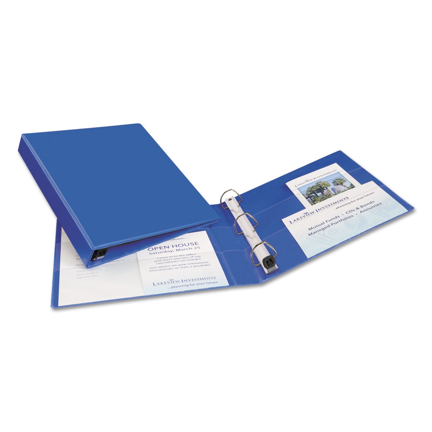 Avery® Heavy-Duty Non-View Binder With Durahinge And One Touch Ezd Rings, 3 Rings, 1" Capacity, 11 X 8.5, Blue