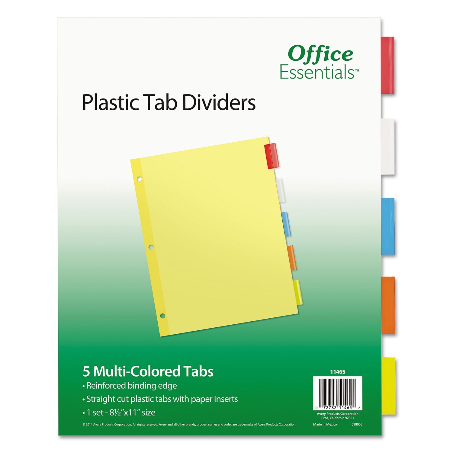 Plastic Insertable Dividers | 5-Tab | Assorted