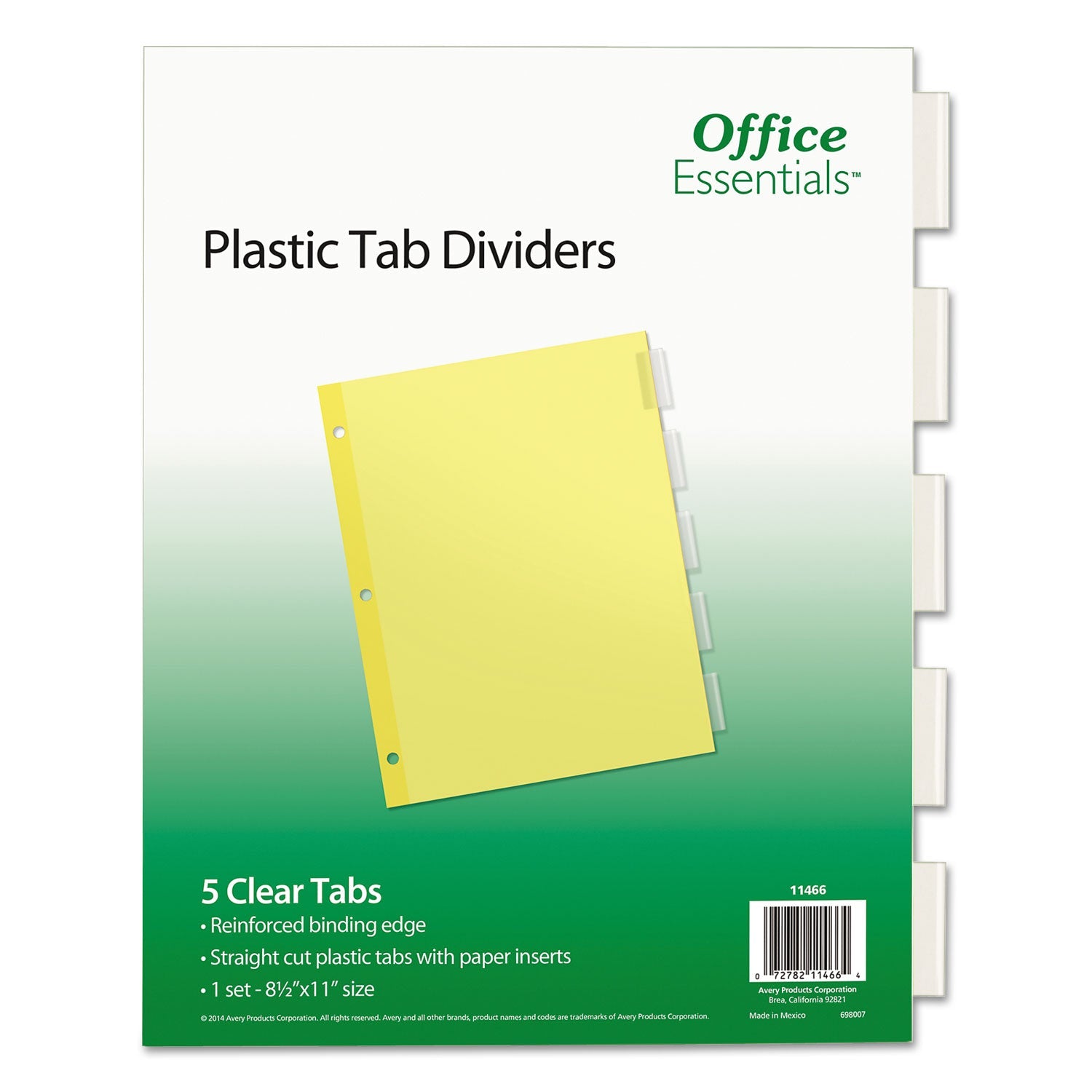 Plastic Insertable Dividers | 5-Tab | Clear