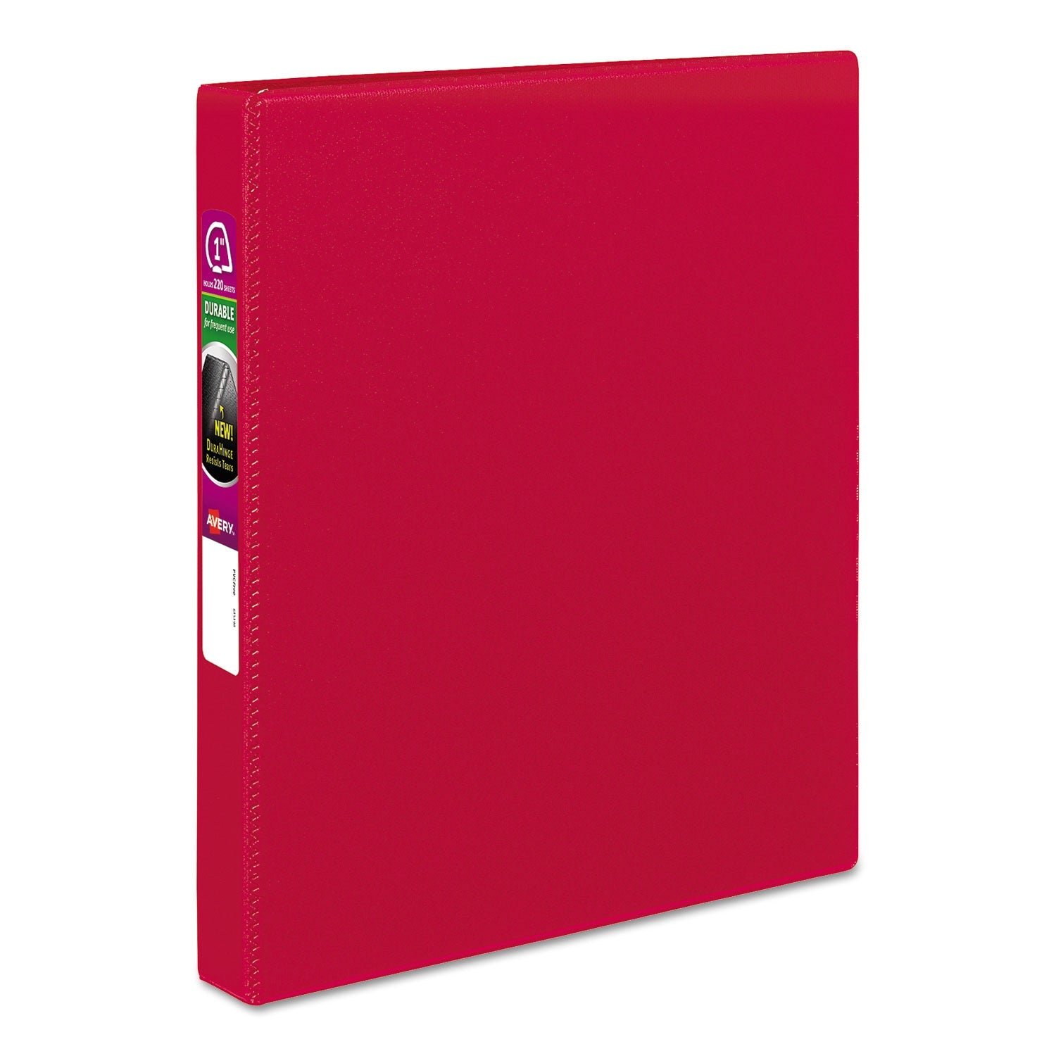 Avery® Durable Non-View Binder With Durahinge And Slant Rings, 3 Rings, 1" Capacity, 11 X 8.5, Red
