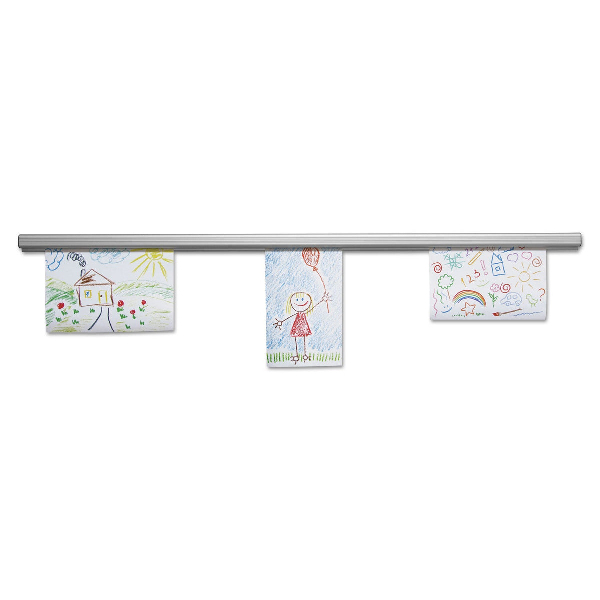 Advantus Grip-A-Strip Display Rails, 1.5" x 12", Satin Aluminum