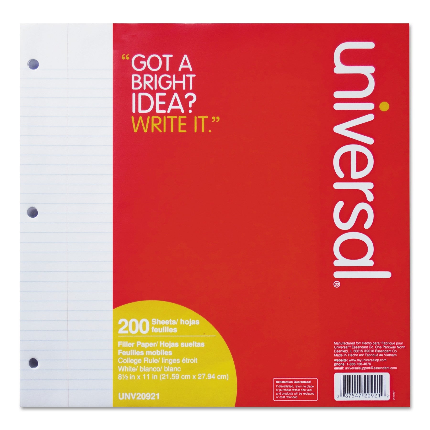 Filler Paper | 3-Hole, College Rule, 200/Pack