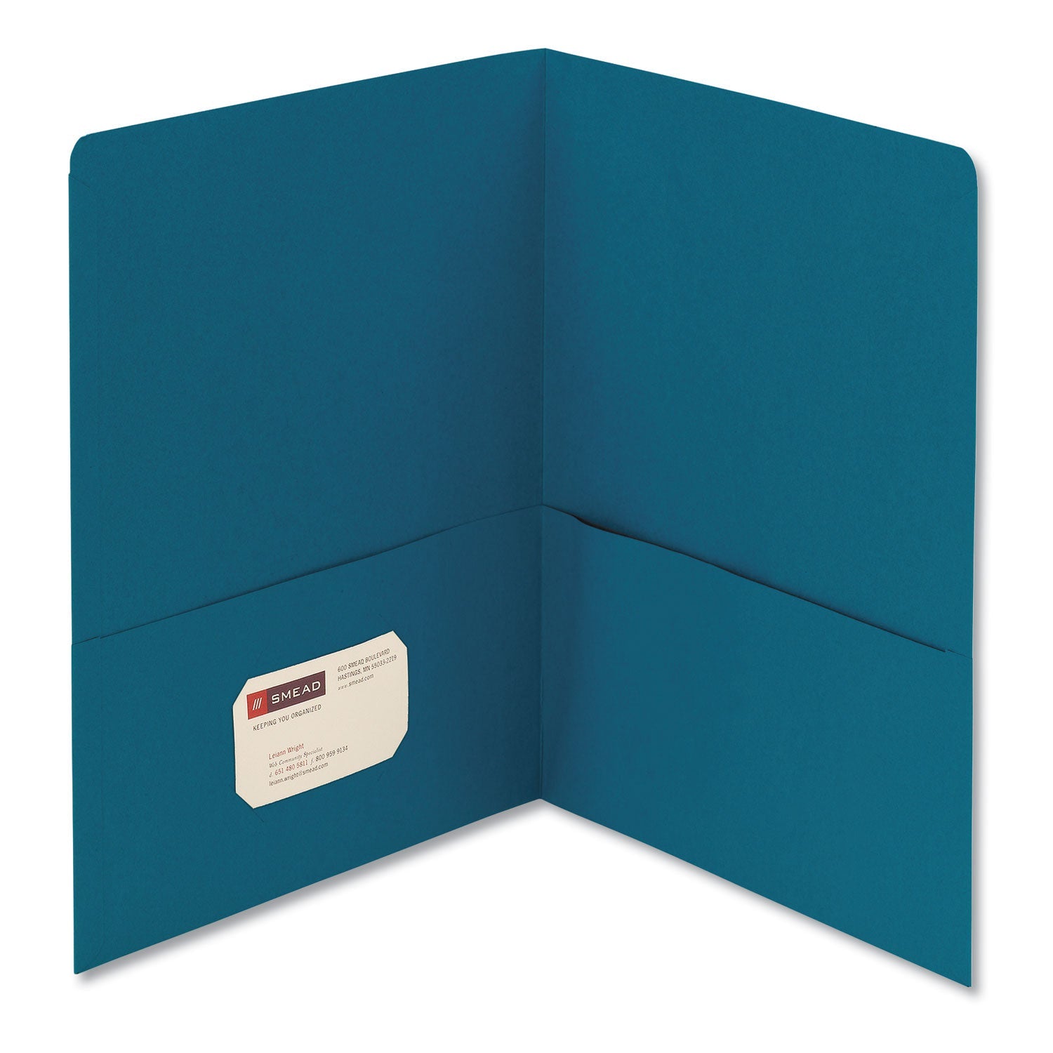 Smead Two-Pocket Folder, Textured Paper, 100-Sheet Capacity, 11 X 8.5, Teal, 25/box