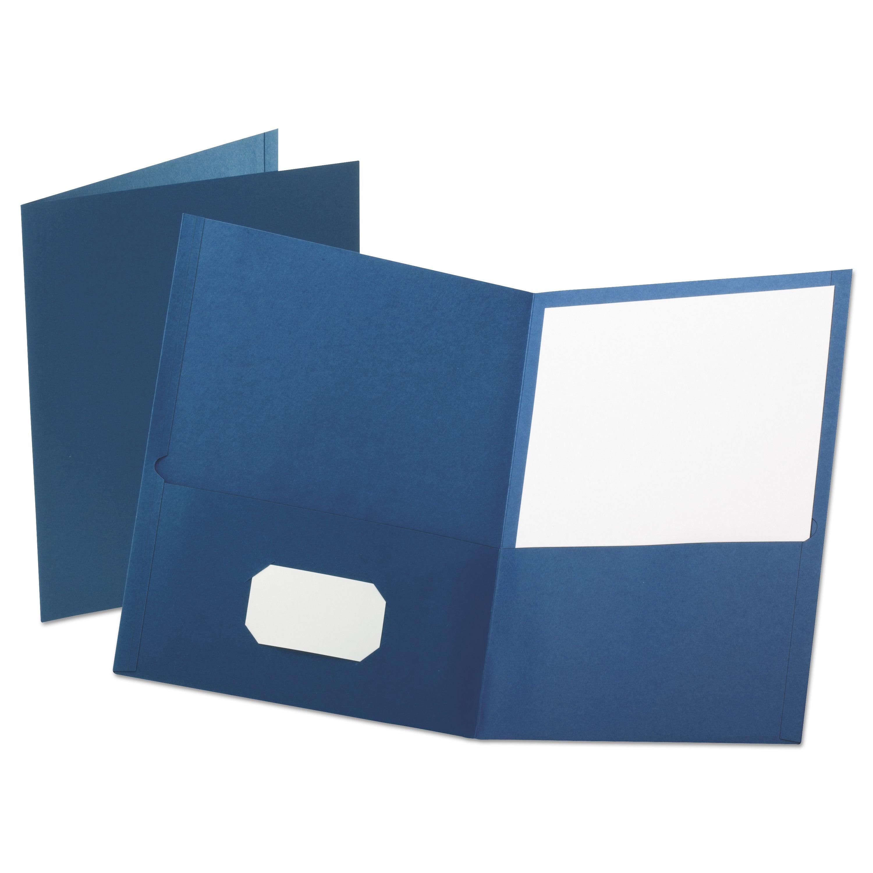 Oxford™ Leatherette Two Pocket Portfolio, 8.5 X 11, Blue/blue, 10/pack - Bloom Skins