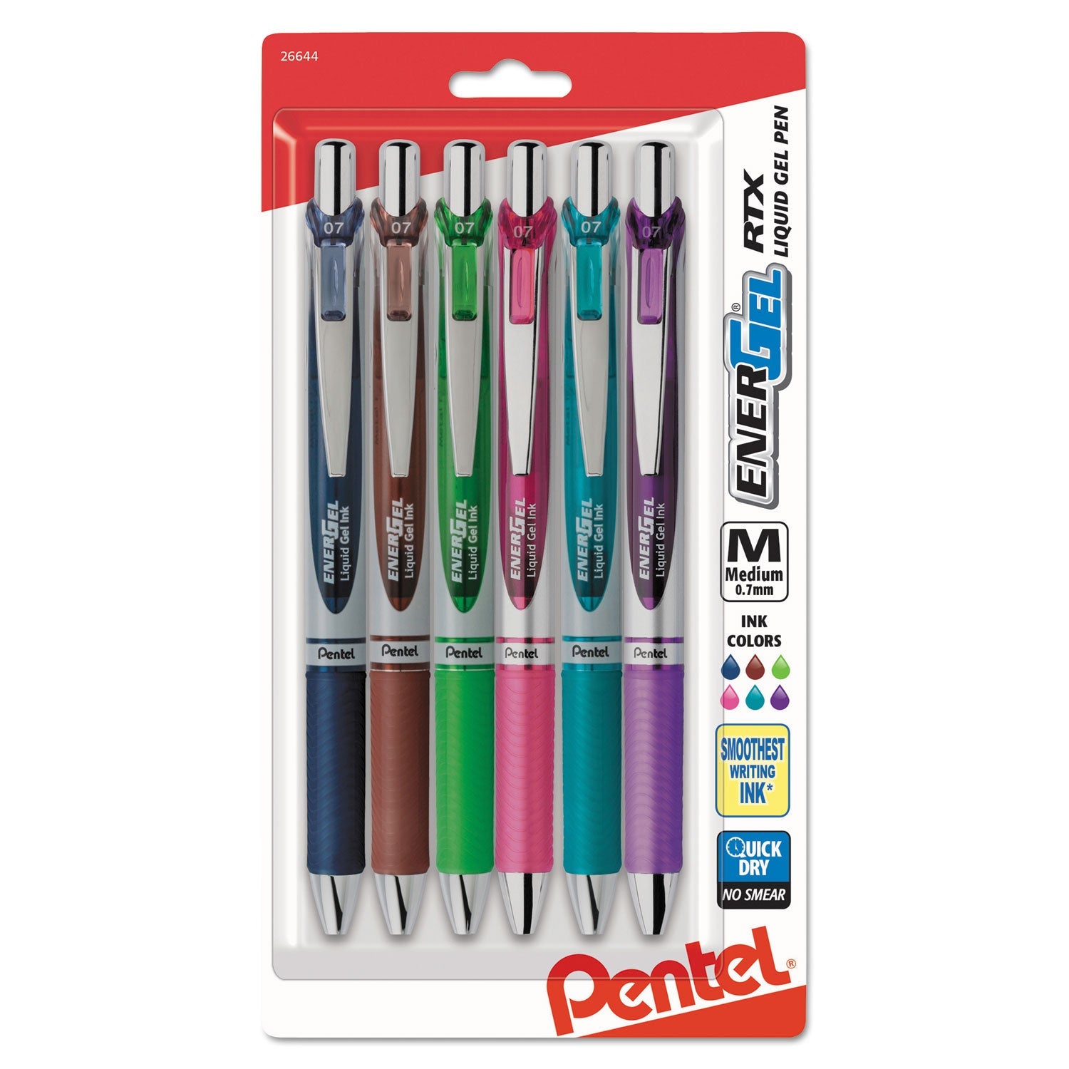 Energel RTX Gel Pen | Assorted Colors, 6/Pack