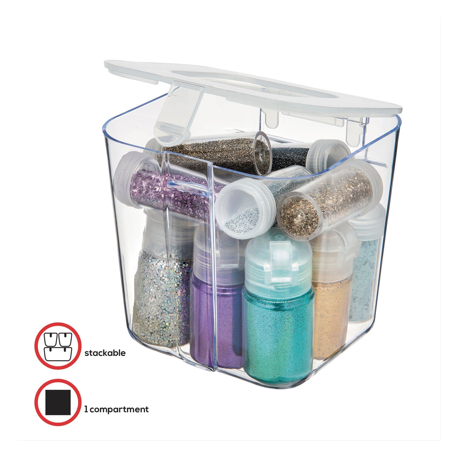 deflecto® Stackable Caddy Organizer, Small, Plastic, 4.33 x 4 x 4.38, White