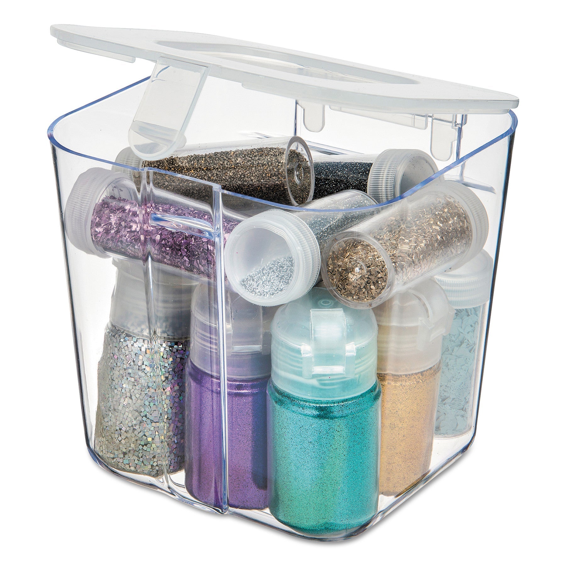 deflecto® Stackable Caddy Organizer, Small, Plastic, 4.33 x 4 x 4.38, White