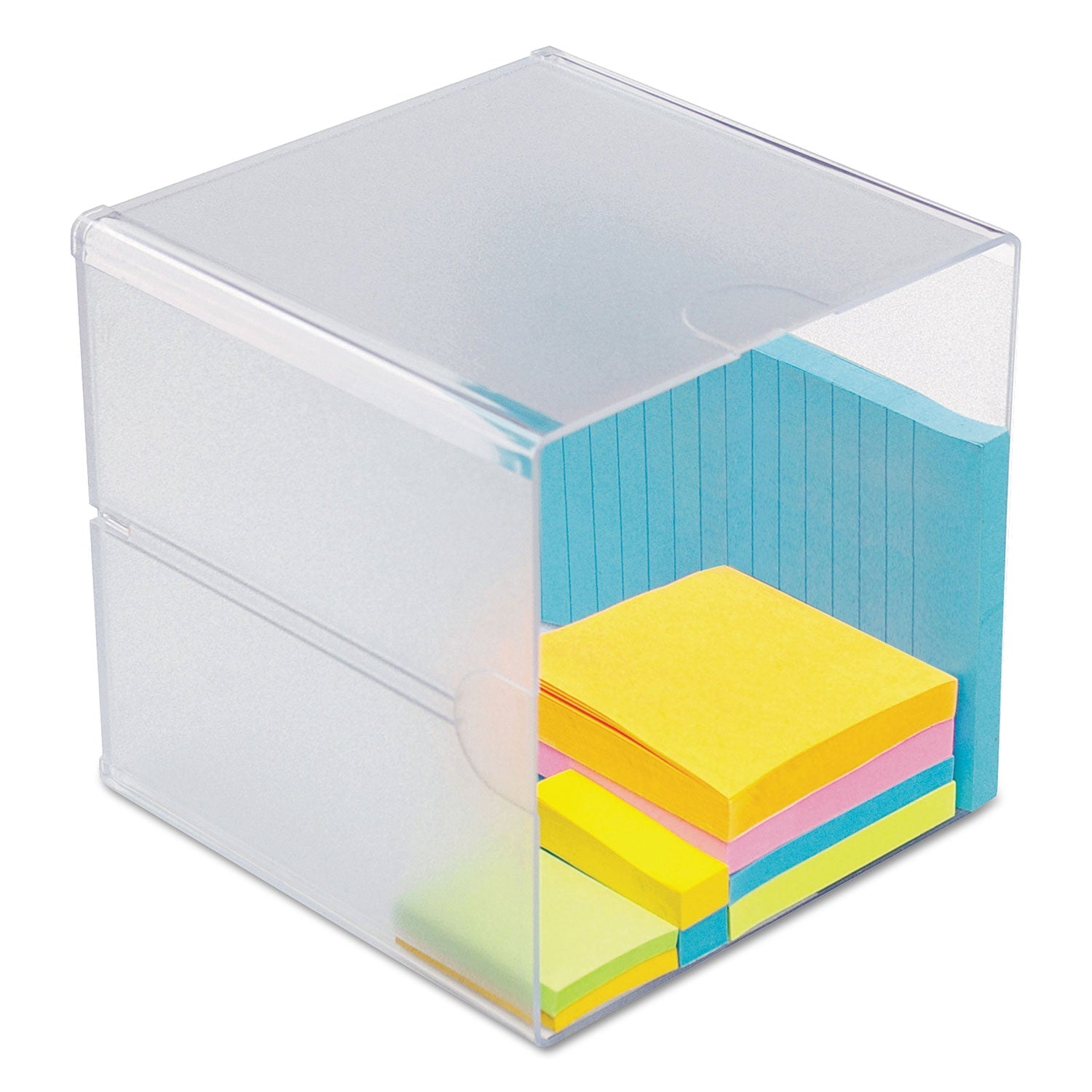 deflecto® Stackable Cube Organizer, 1 Compartment, 6 x 6 x 6, Plastic, Clear