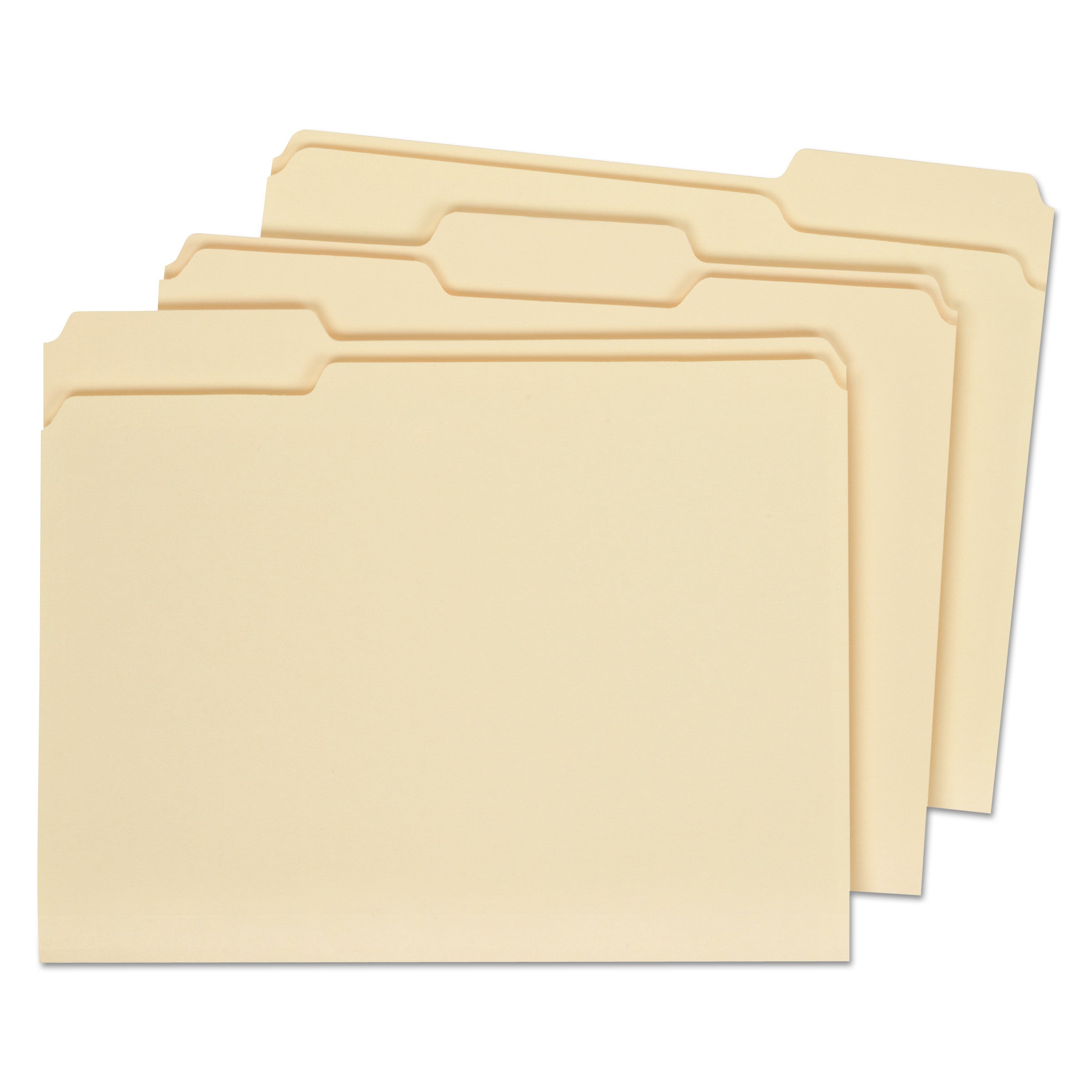 Universal® Double-Ply Top Tab Manila File Folders, 1/3-Cut Tabs: Assorted, Letter Size, 0.75" Expansion, Manila, 100/Box