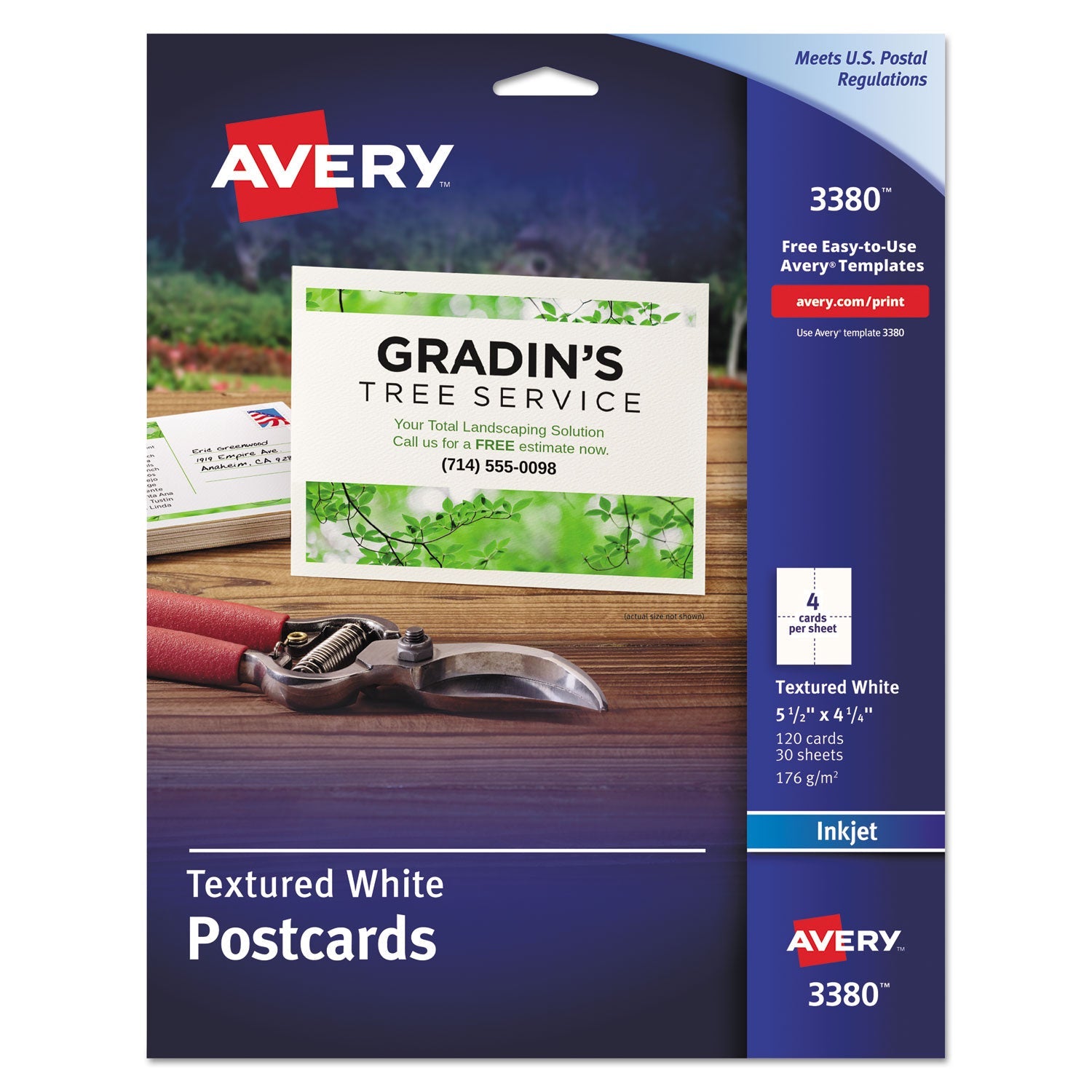 Avery® Printable Postcards, Inkjet, 65 Lb, 4.25 X 5.5, Textured Matte White, 120 Cards, 4 Cards/sheet, 30 Sheets/box