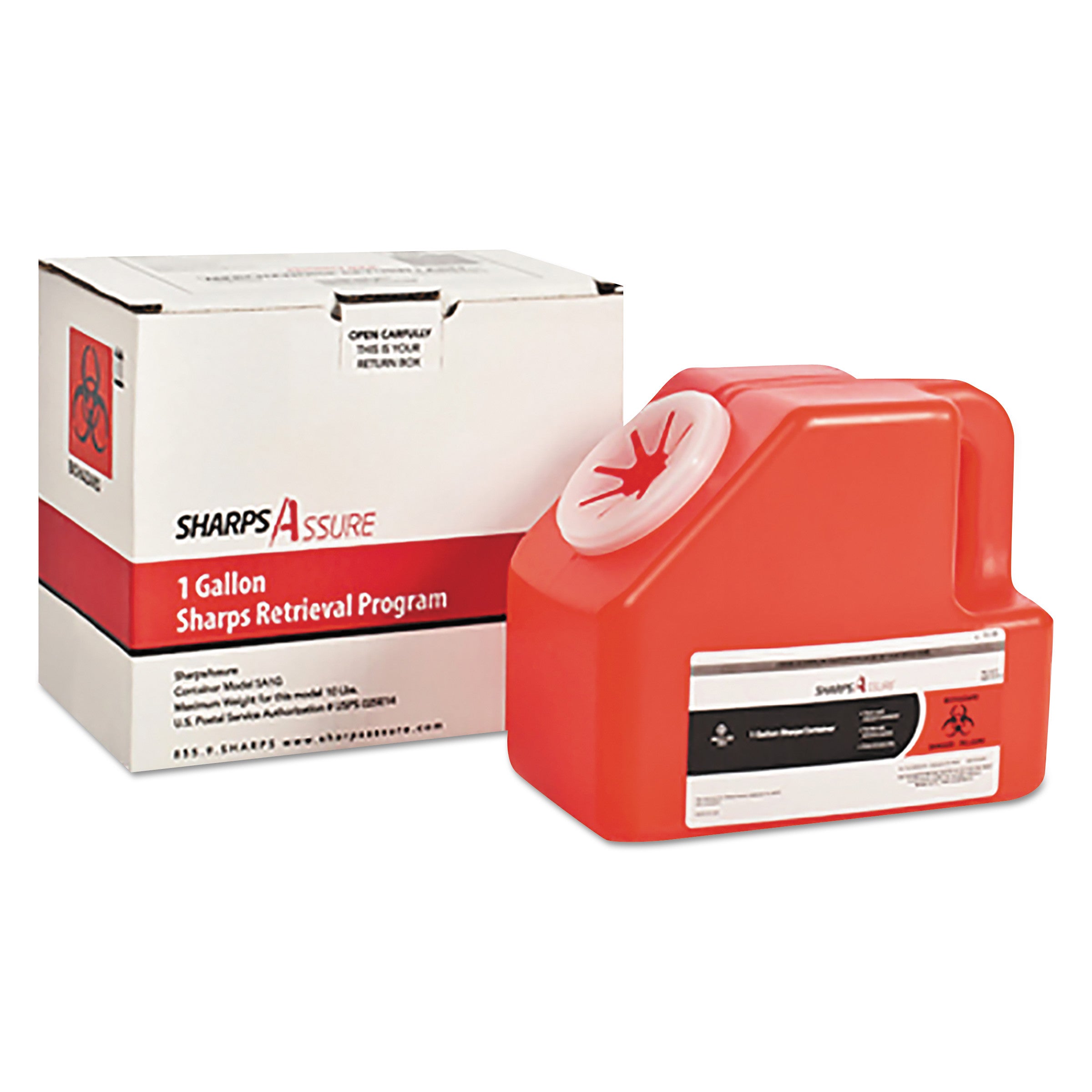 Sharps Assure Sharps Retrieval Program Containers, 1 Gal, Cardboard/plastic, Red - Bloom Skins
