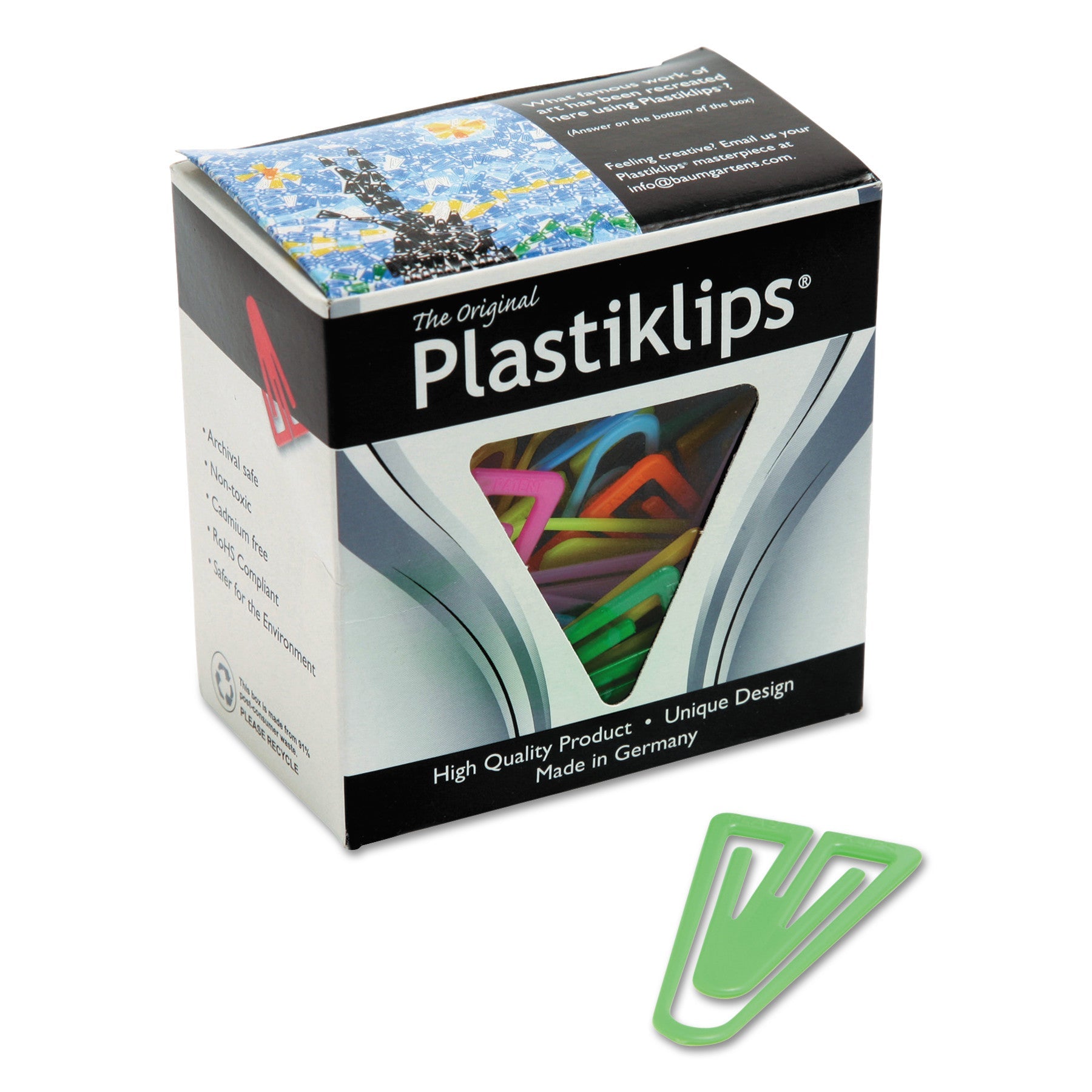 Baumgartens® Plastiklips Paper Clips, Extra Large, Smooth, Assorted Colors, 50/Box