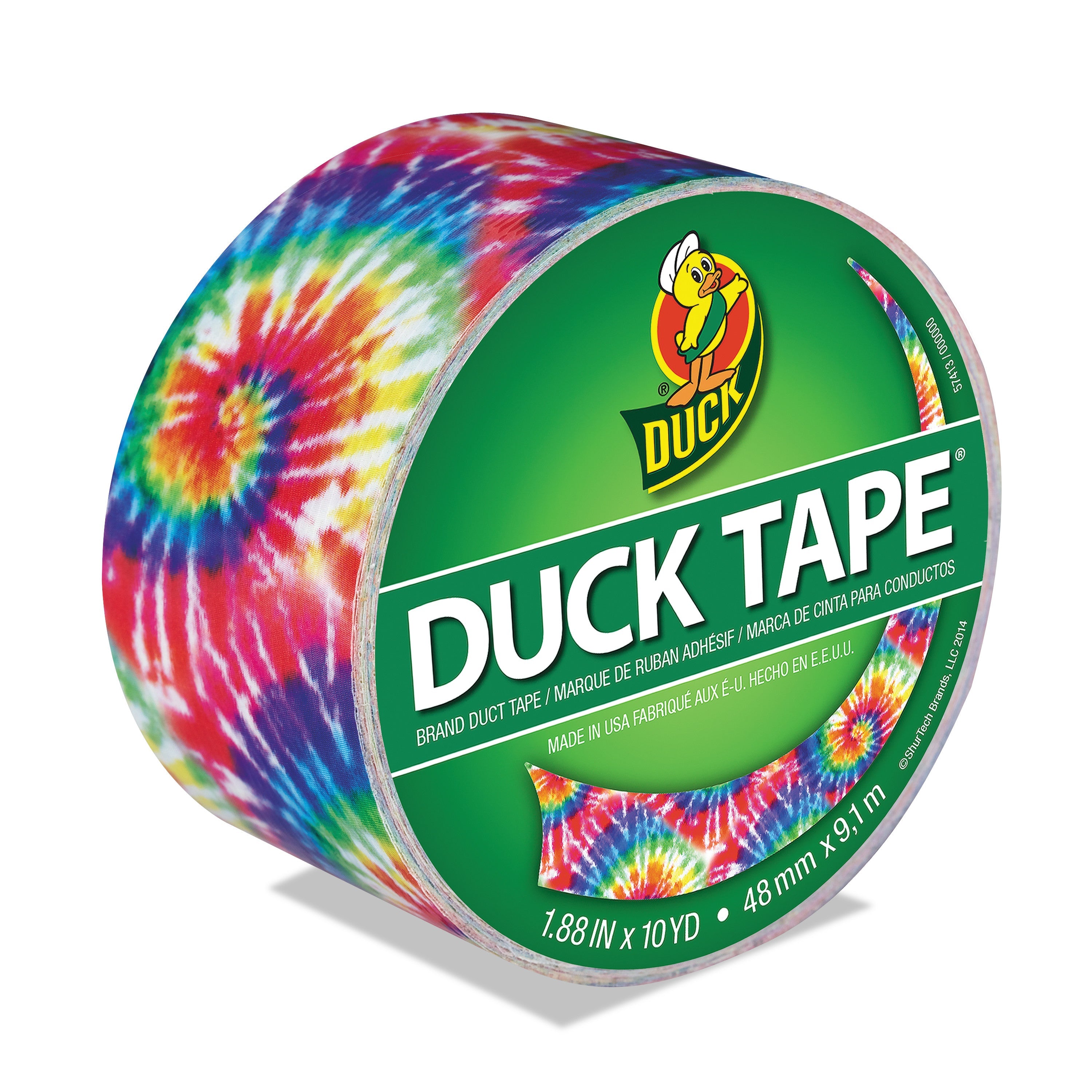 Duck® Colored Duct Tape, 3" Core, 1.88" X 10 Yds, Multicolor Love Tie Dye