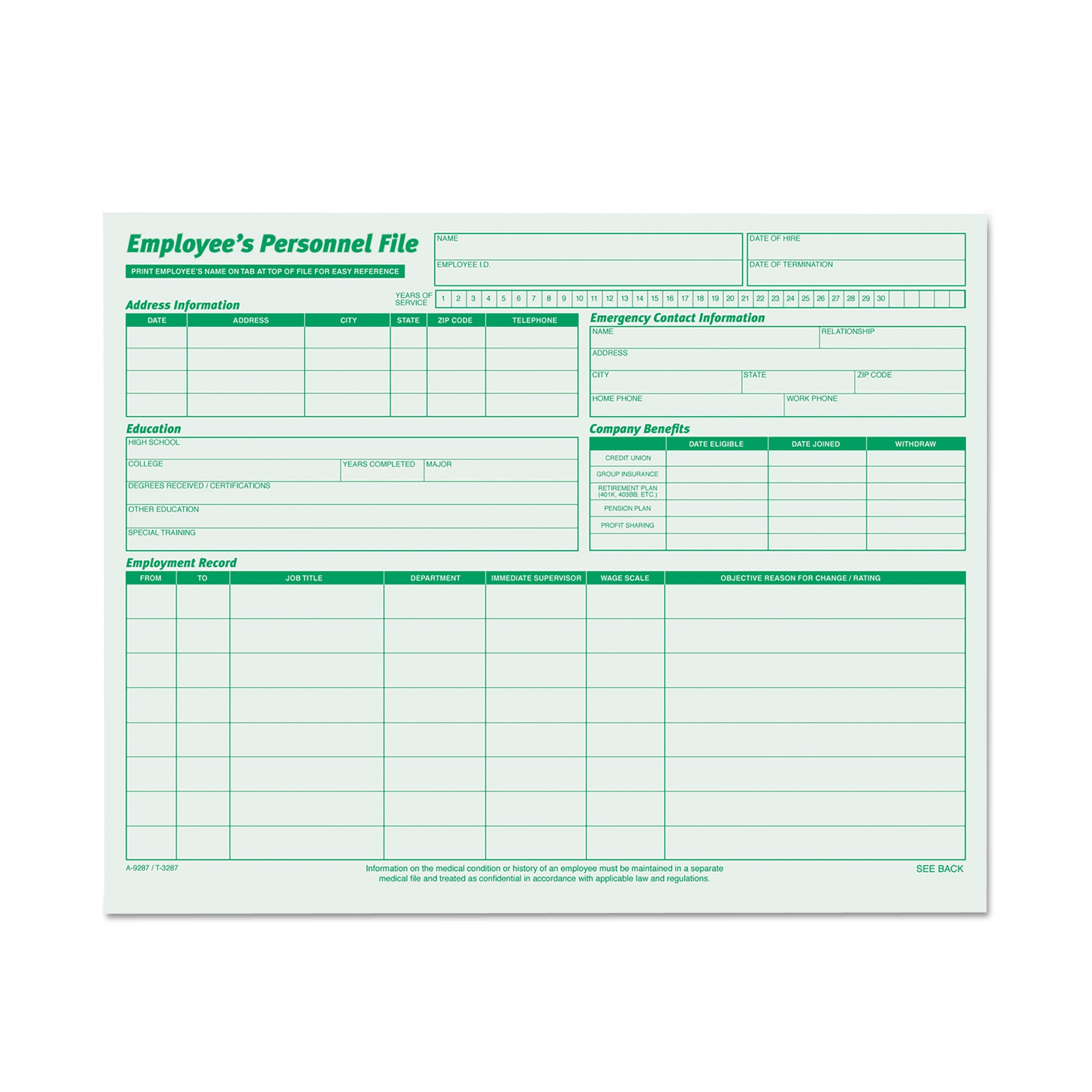 TOPS Employee's Record File Folder | 20/Pack