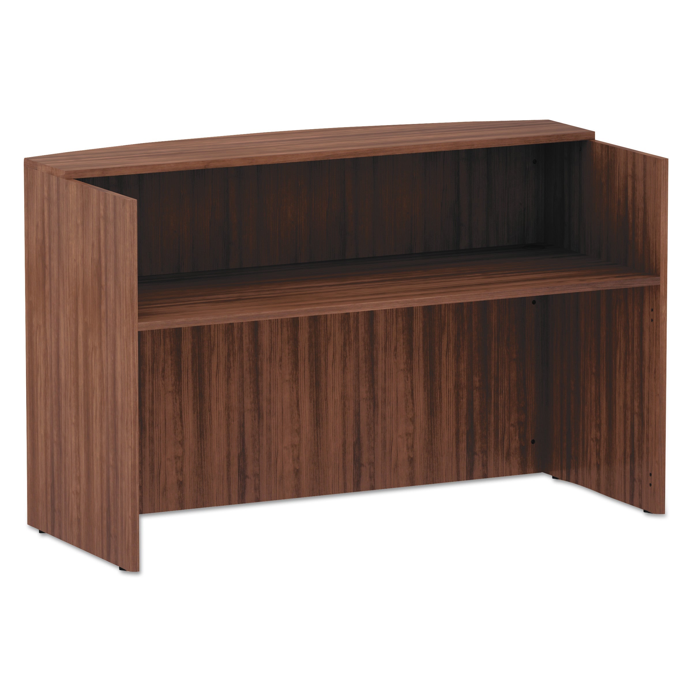 Alera® Alera Valencia Series Reception Desk With Transaction Counter, 71" X 35.5" X 42.5", Modern Walnut