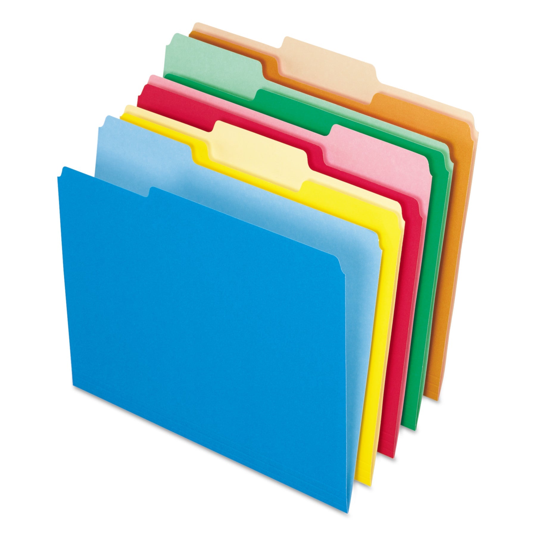 Pendaflex® Interior File Folders, 1/3-Cut Tabs: Assorted, Letter Size, Assorted Colors: Blue/Green/Orange/Red/Yellow, 100/Box