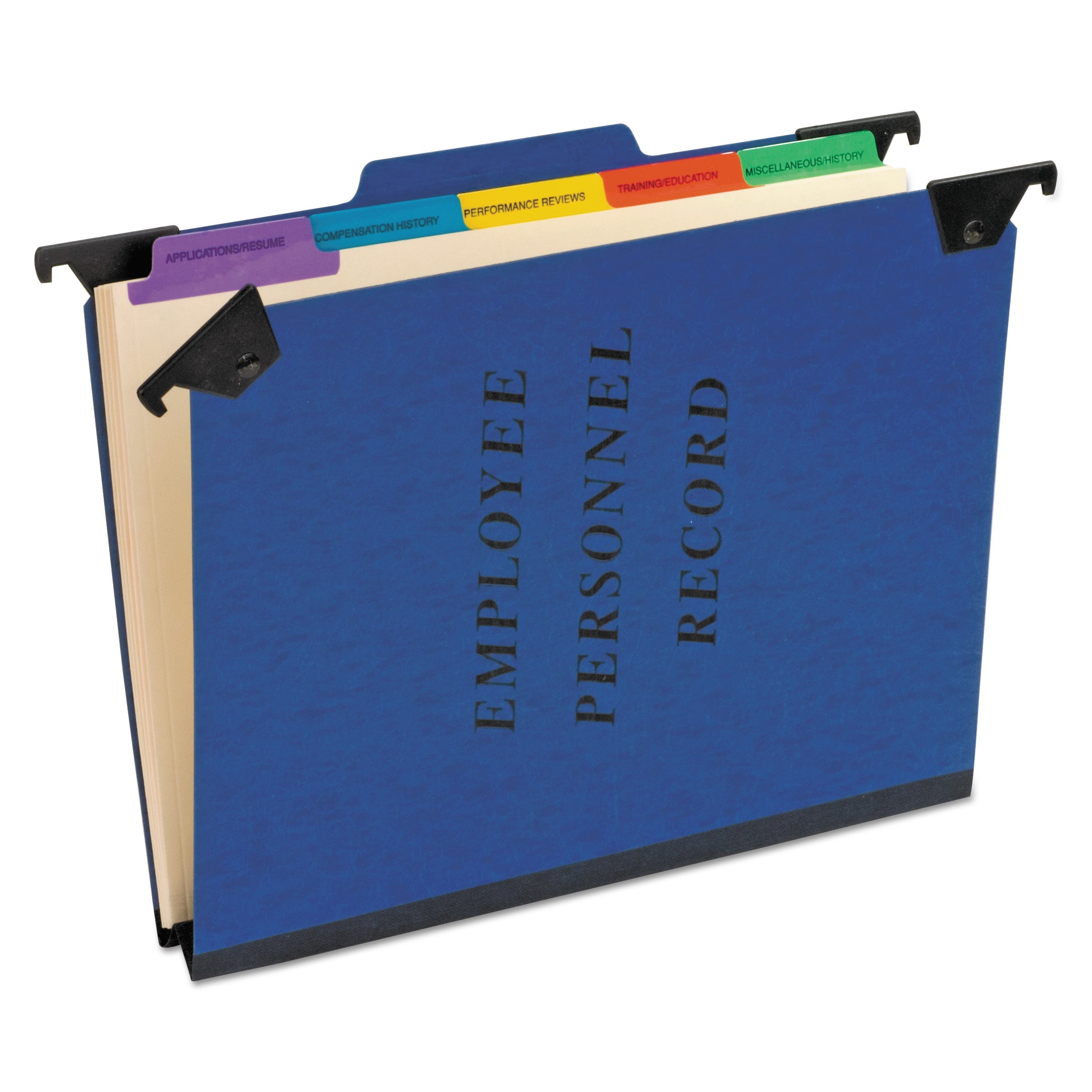 Pendaflex® Hanging-Style Personnel Folders, 5 Dividers with 1/5-Cut Tabs, Letter Size, 1/3-Cut Exterior Tabs, Blue