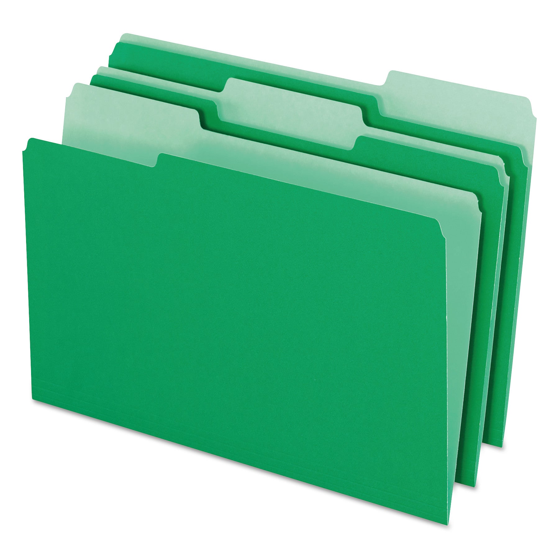 Pendaflex® Colored File Folders, 1/3-Cut Tabs: Assorted, Legal Size, Green/Light Green, 100/Box