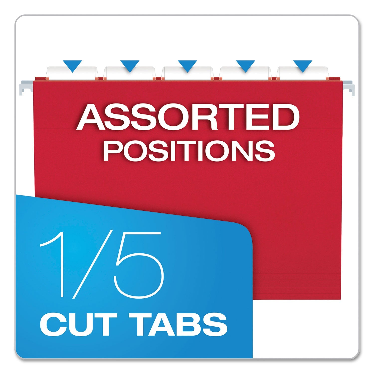 Pendaflex® Colored Hanging Folders, Letter Size, 1/5-Cut Tabs, Red, 25/Box